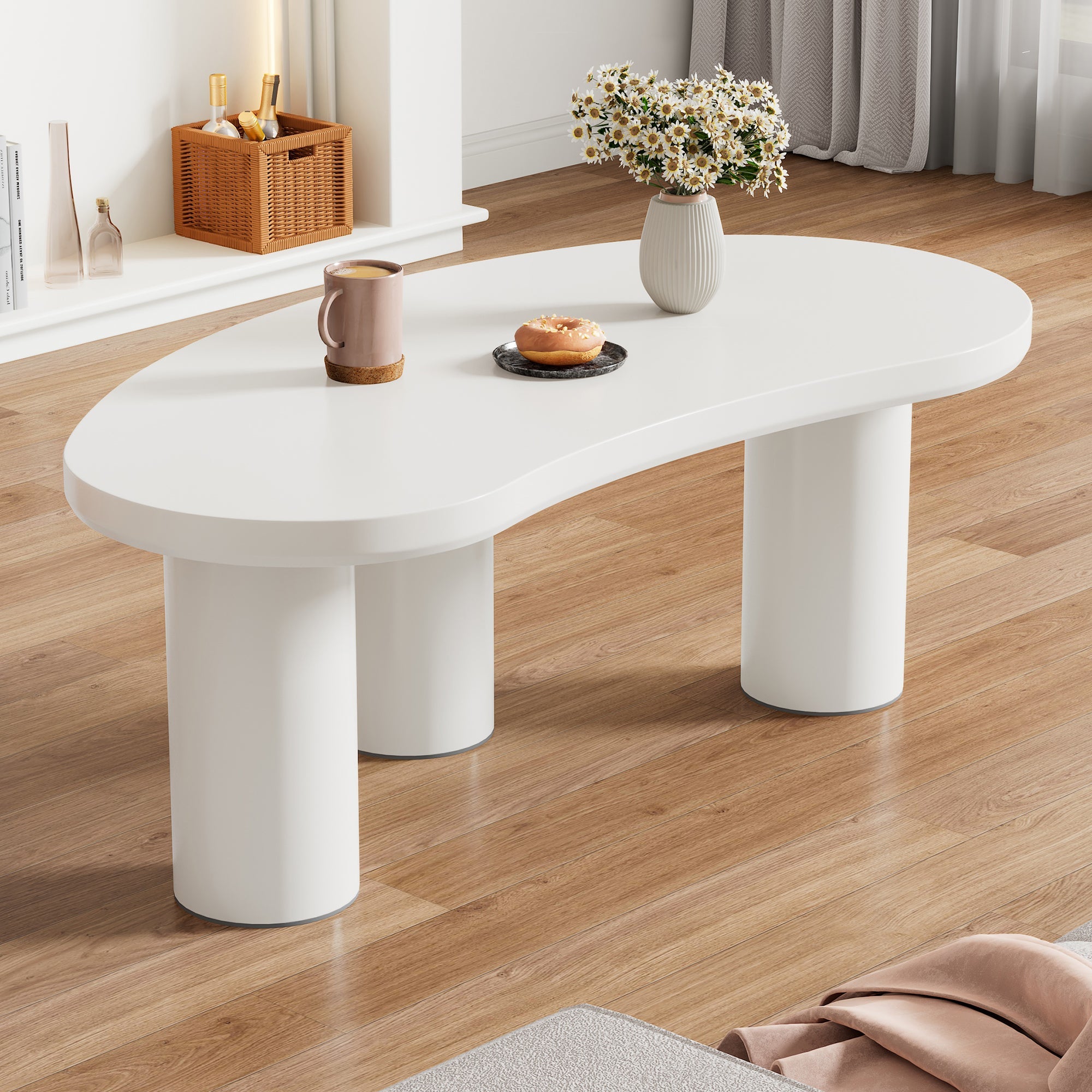 Logidon Witte halve maan salontafel 107x57x40,5 cm MDF en PVC