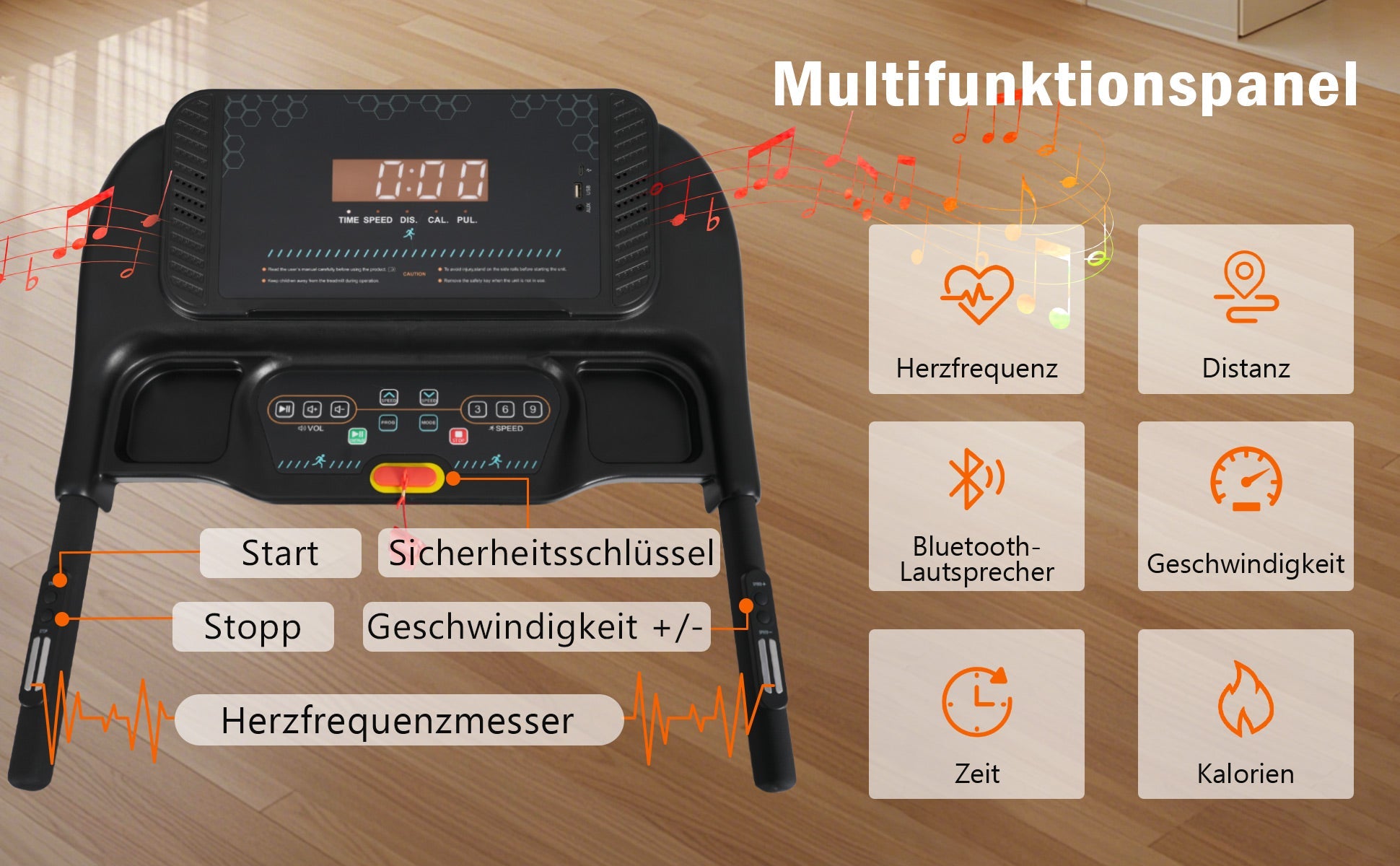 Logidon loopband voor thuis opvouwbare 14 km/u hartslagmeter