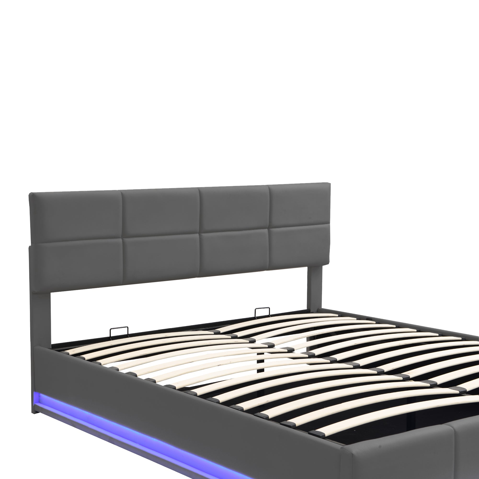 Logidon gestoffeerd bed 180x200 grijs met LED lichtstrip opbergruimte