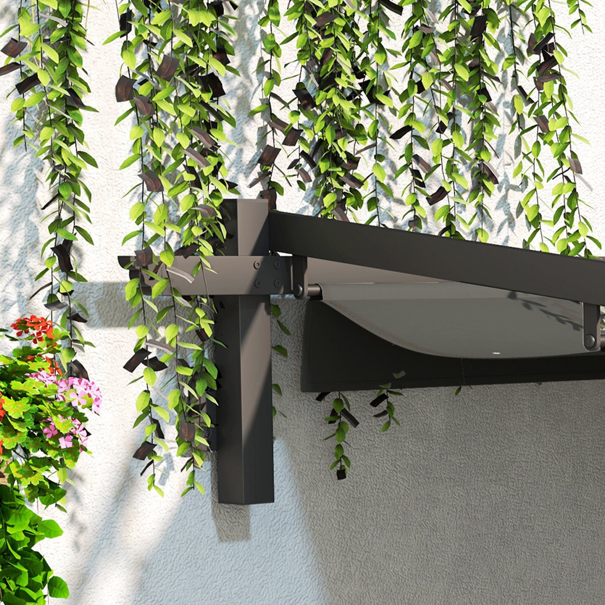 Logidon terrasoverkapping pergola 3x3m donkergrijs verstelbaar dak