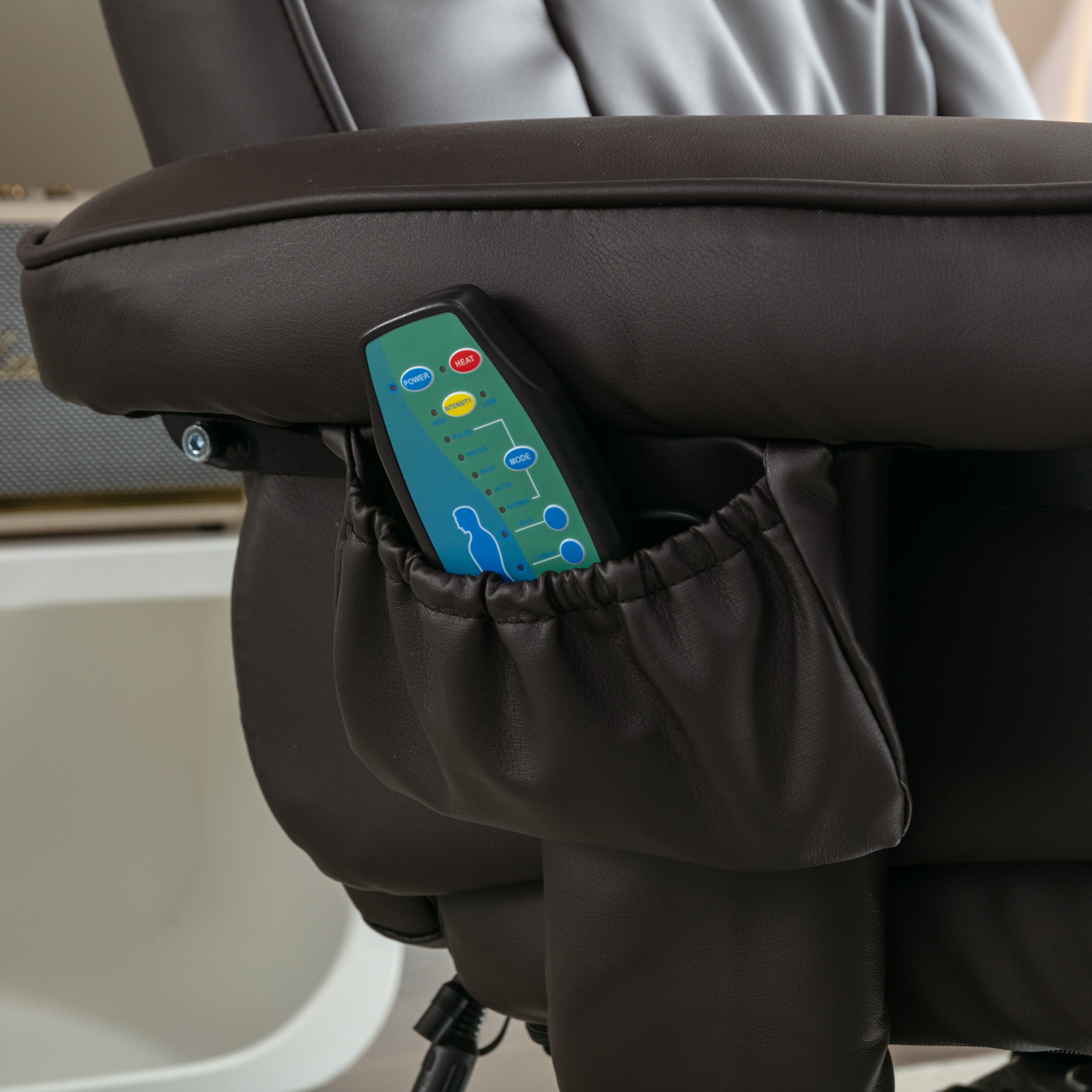 Logidon PU kunstleer massage relaxstoel met voetenbank bruin