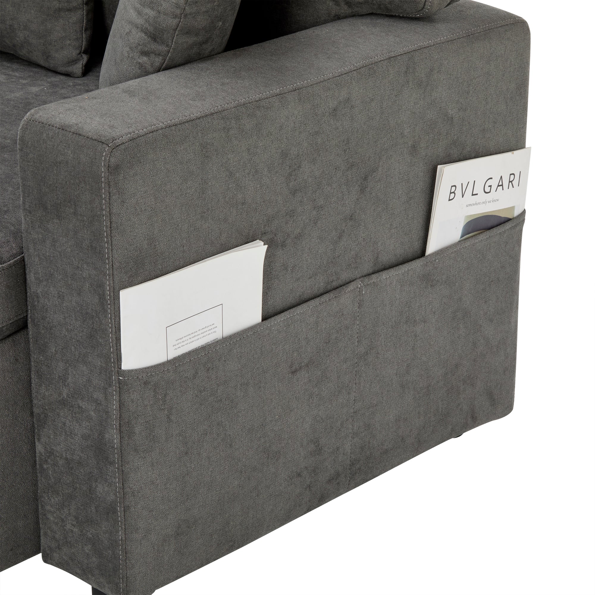 Logidon Corner Sofa Gray Extendable Bed With Bed Box Shelf 214x131