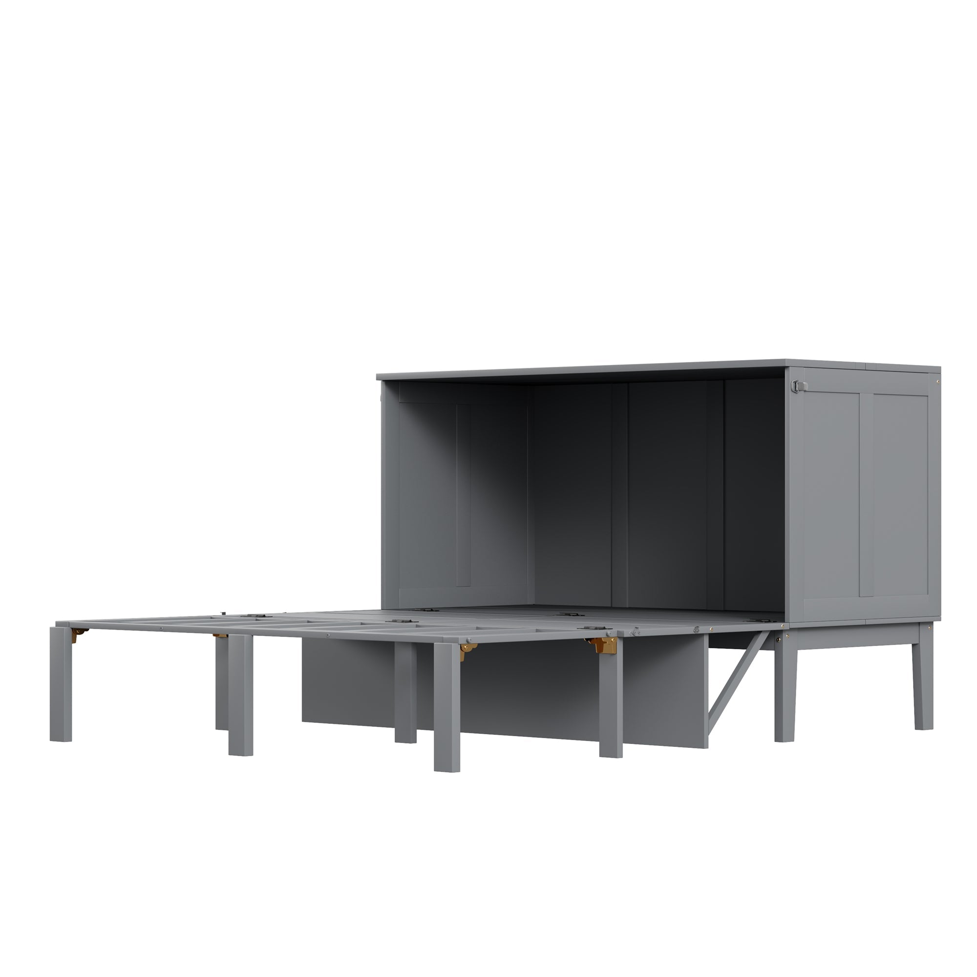 Logidon bedkast 140x200 cm grijs opklapbed met lattenbodem