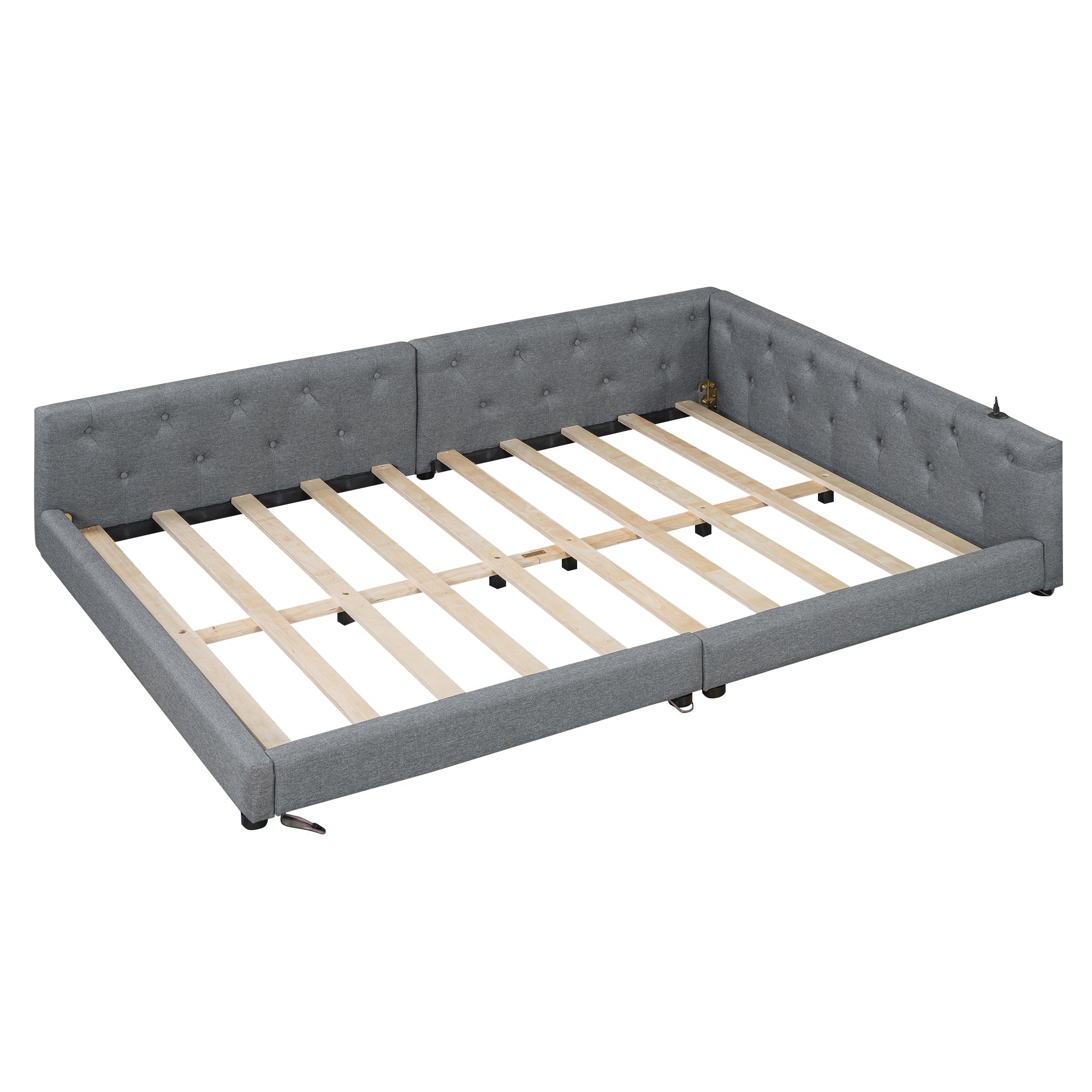 Logidon slaapbank 140x200 grijs met lattenbodem USB TypeC verlichting