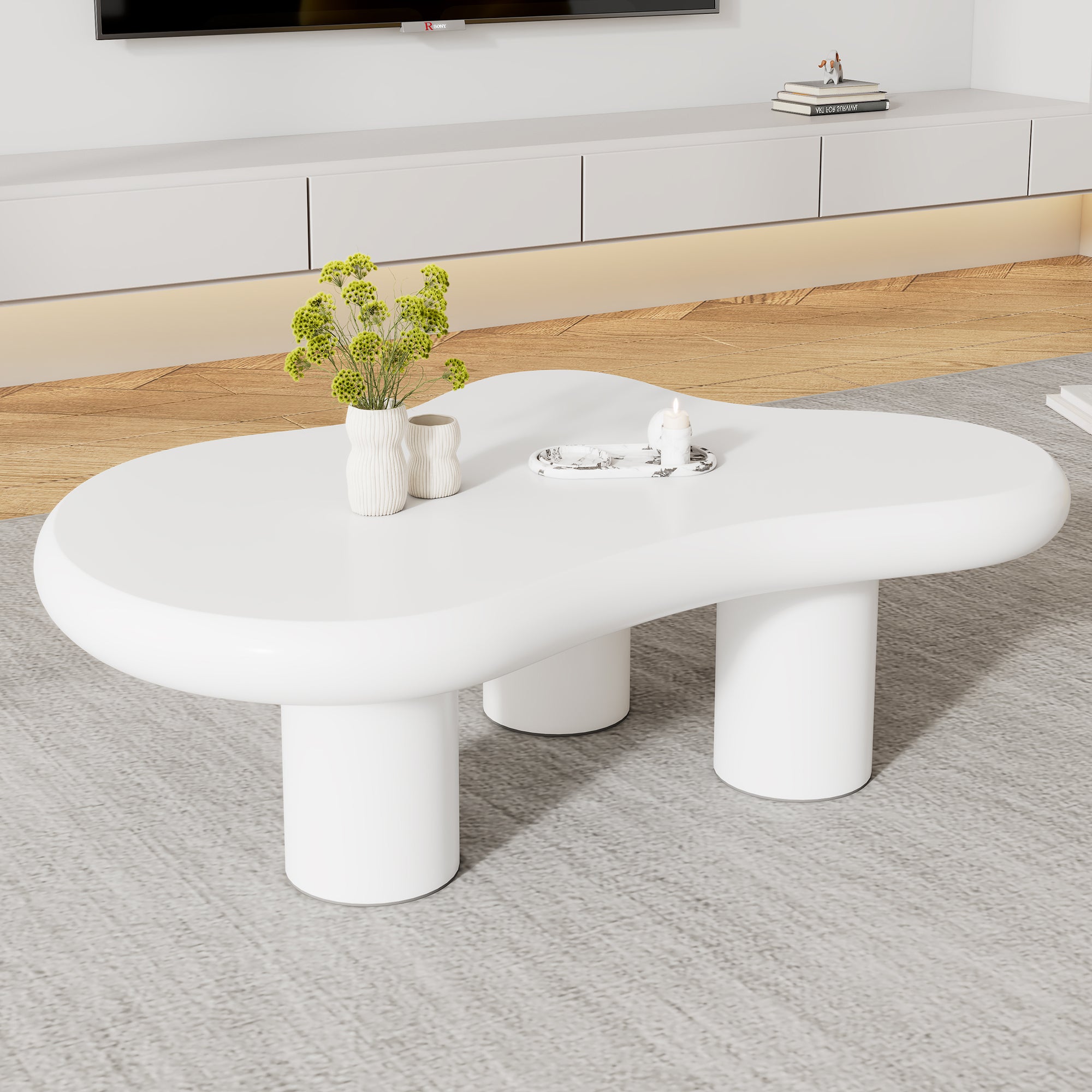 Logidon wolkvormige salontafel wit 97x67x32 cm MDF gelakt oppervlak