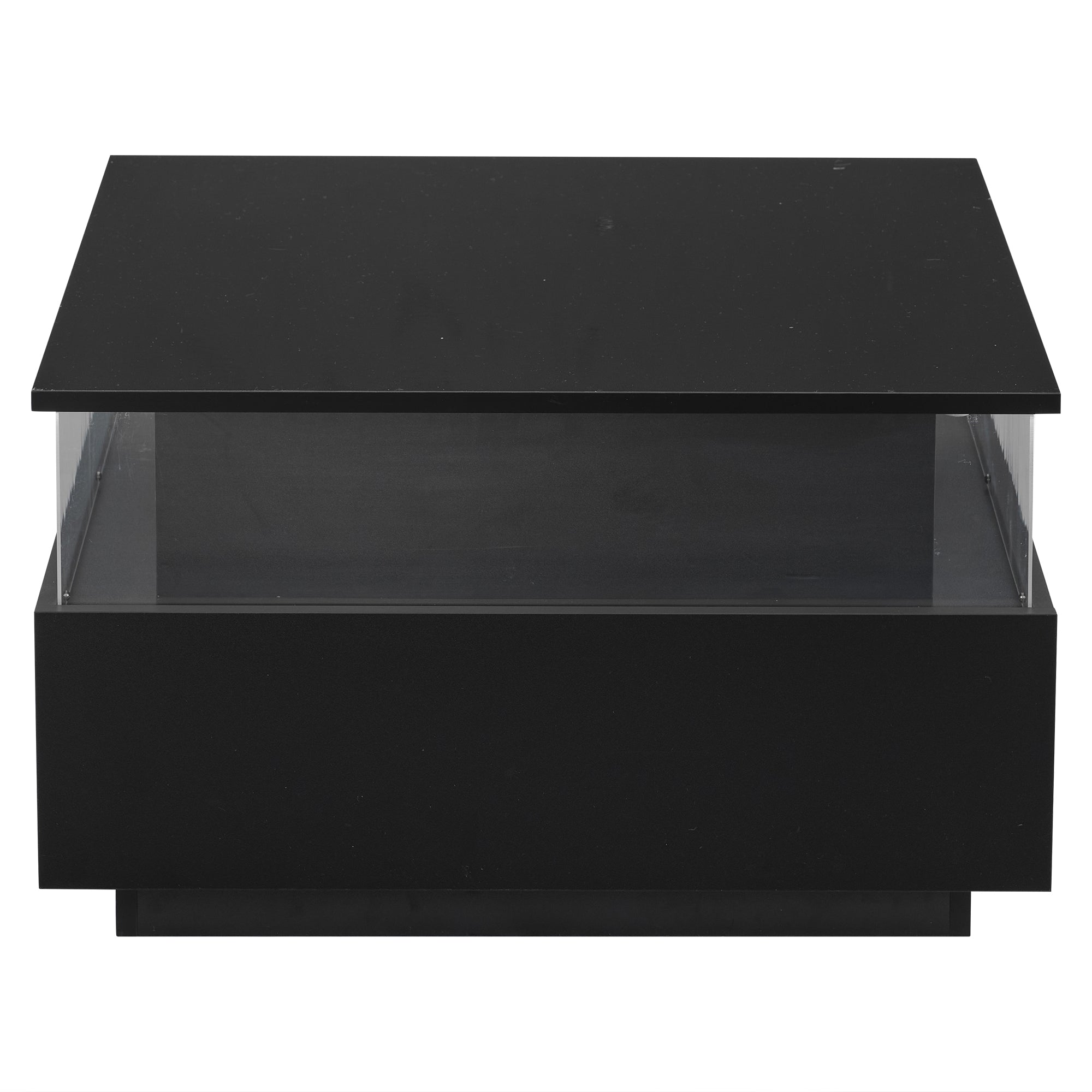 Logidon hoogglans LED salontafel 90x55x45 cm zwart 2 lades