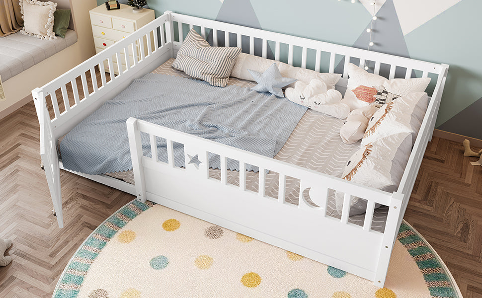 Logidon paneelbed 140x190 wit met rastersterdecor zonder matras