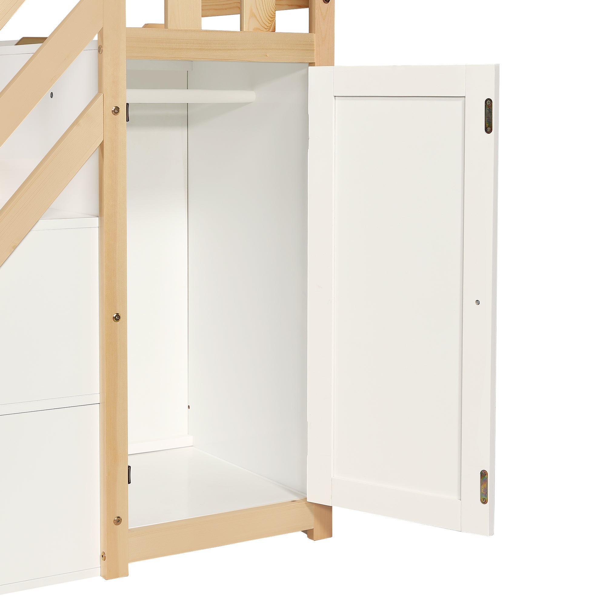 Logidon stapelbed naturel raster hoektrap onderschuifbed 90x200 120x200
