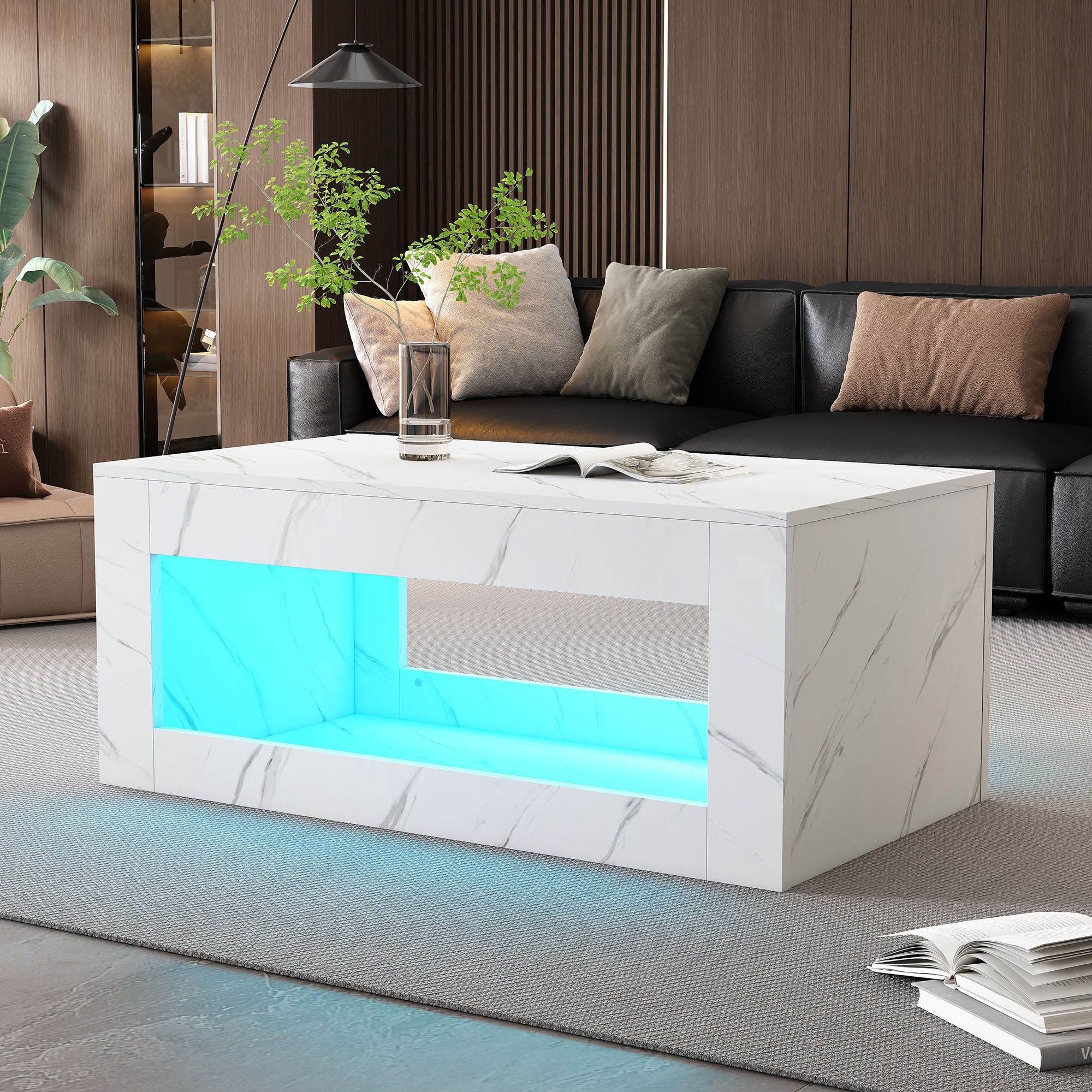 Logidon LED salontafel wit hoogglans marmer effect met afstandsbediening