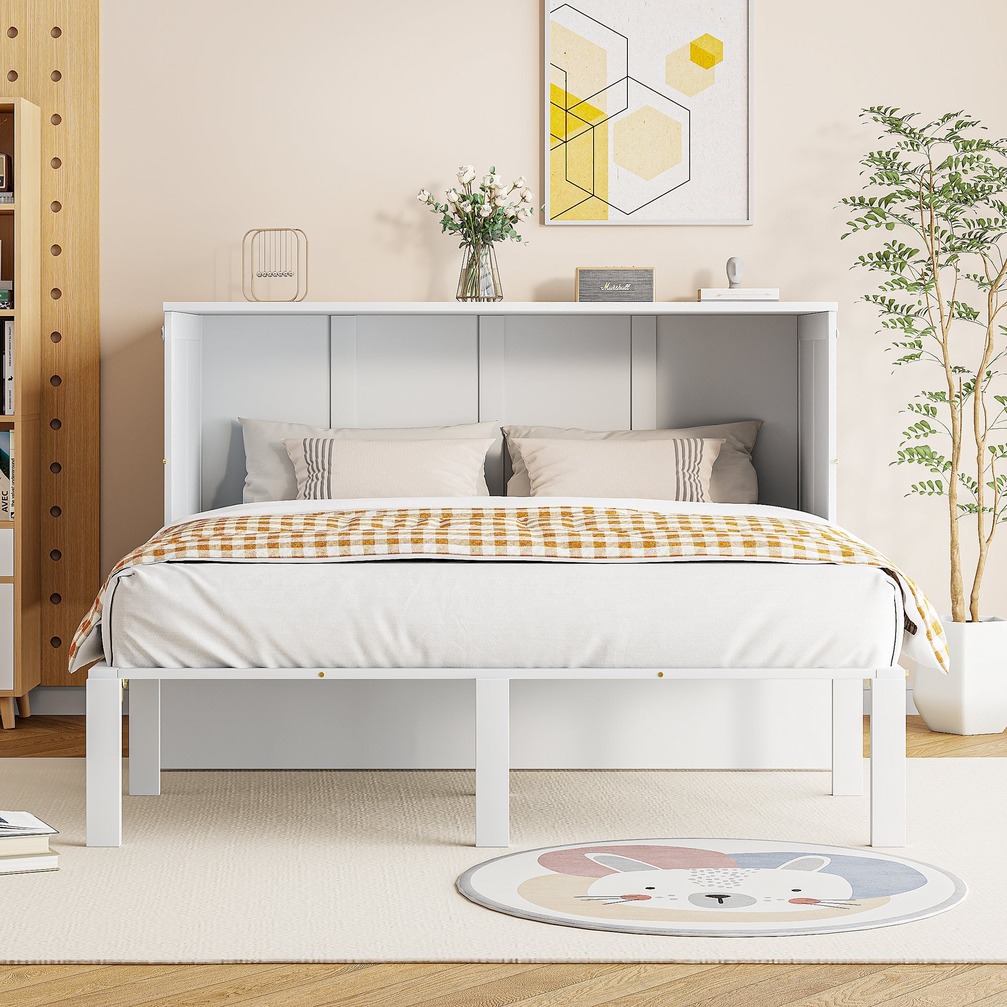 Logidon Murphy Bed 140x200 cm Verticaal Opklapbed met lattenbodem Wit