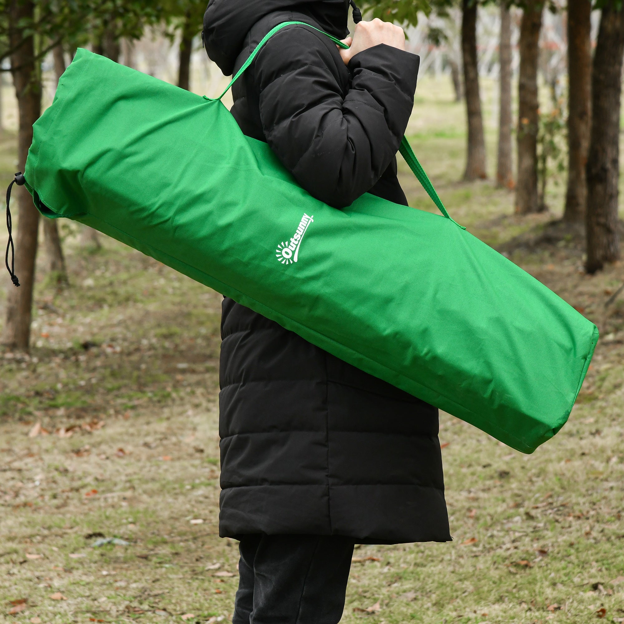 Logidon Opklapbaar Campingbed Met Zijvak Groen Zwart 200x73 cm