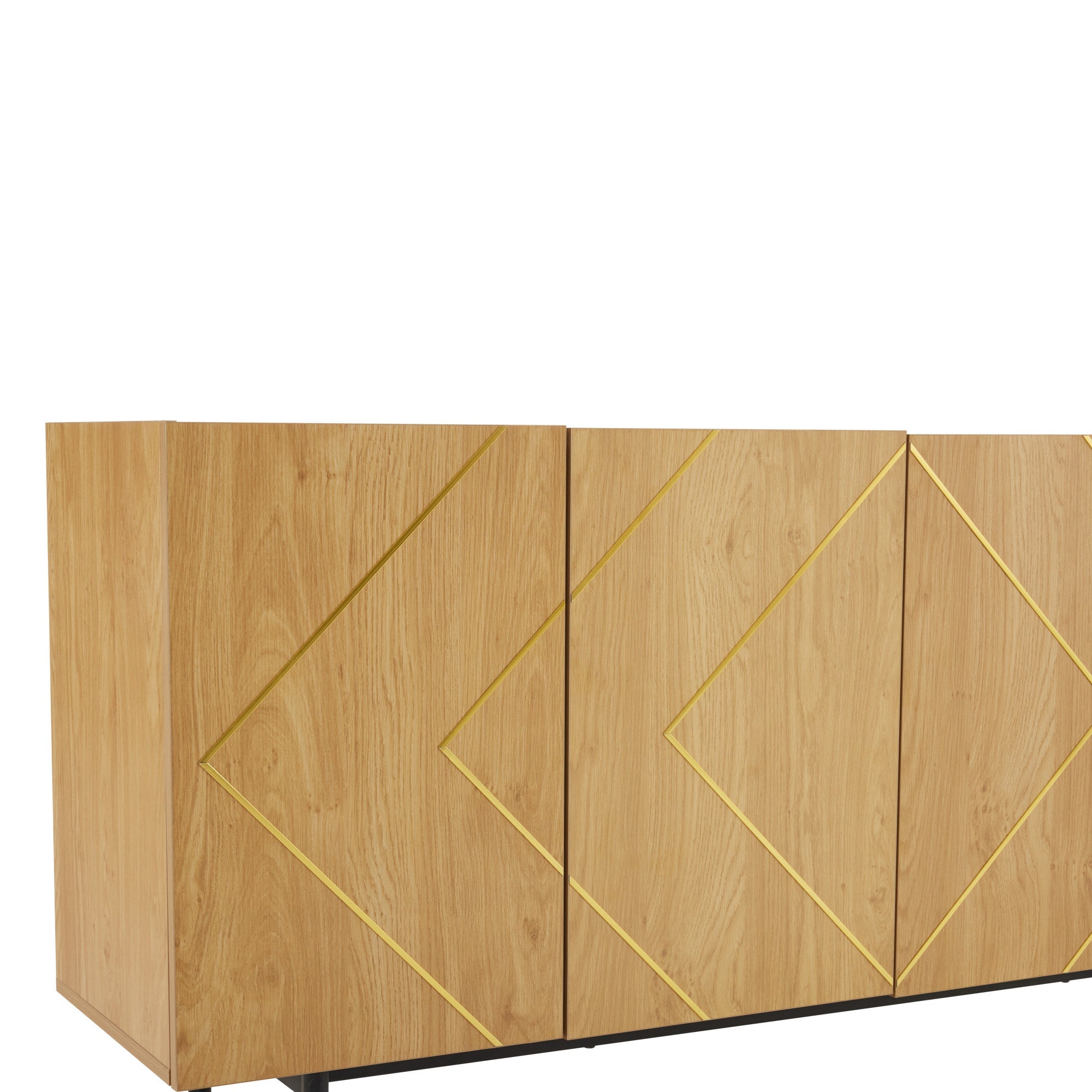 Logidon dressoir naturel hout met metalen inleg en 4 deuren 160 x 40 cm