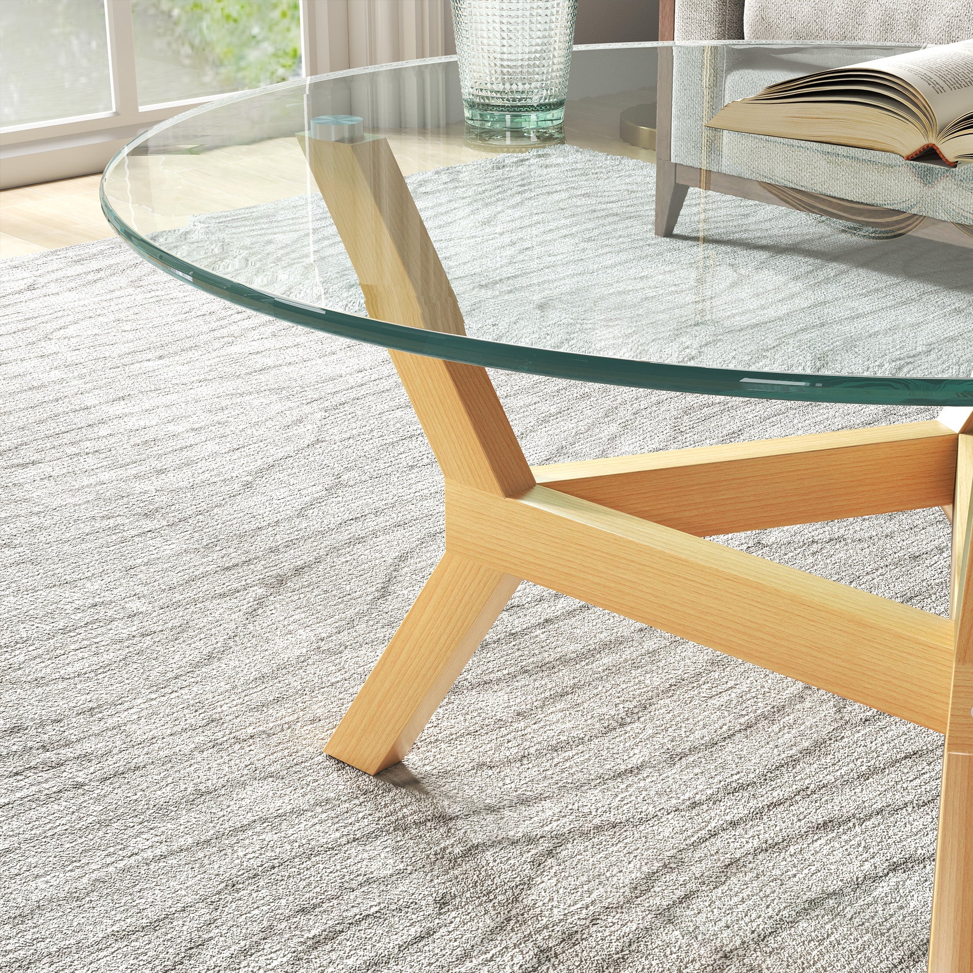 Logidon Salontafel Gehard Glas Ø80 Transparant Verstelbare Voetkussens