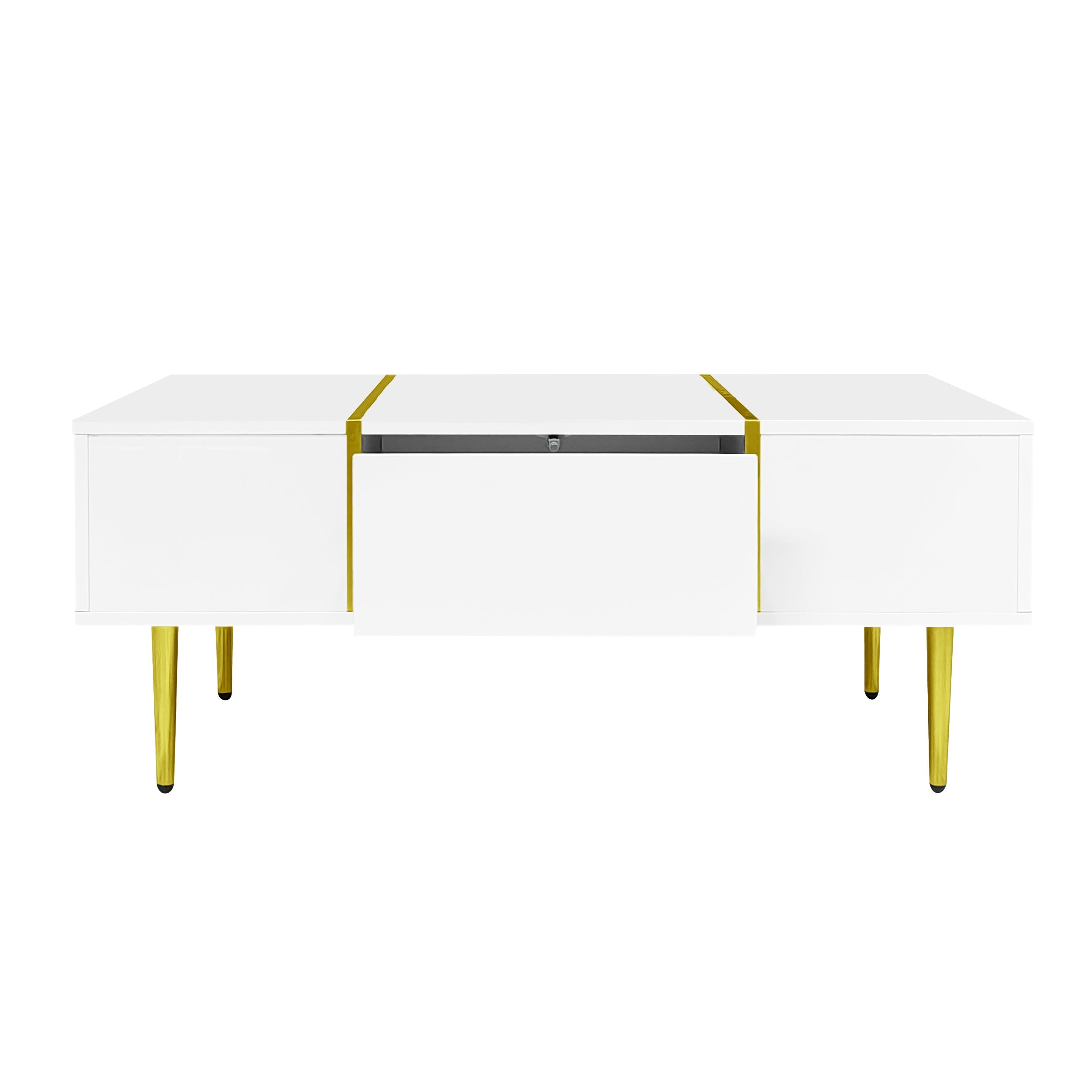 Logidon Witte Hoogglans Salontafel Met Twee Laden 100x60x41,5 cm