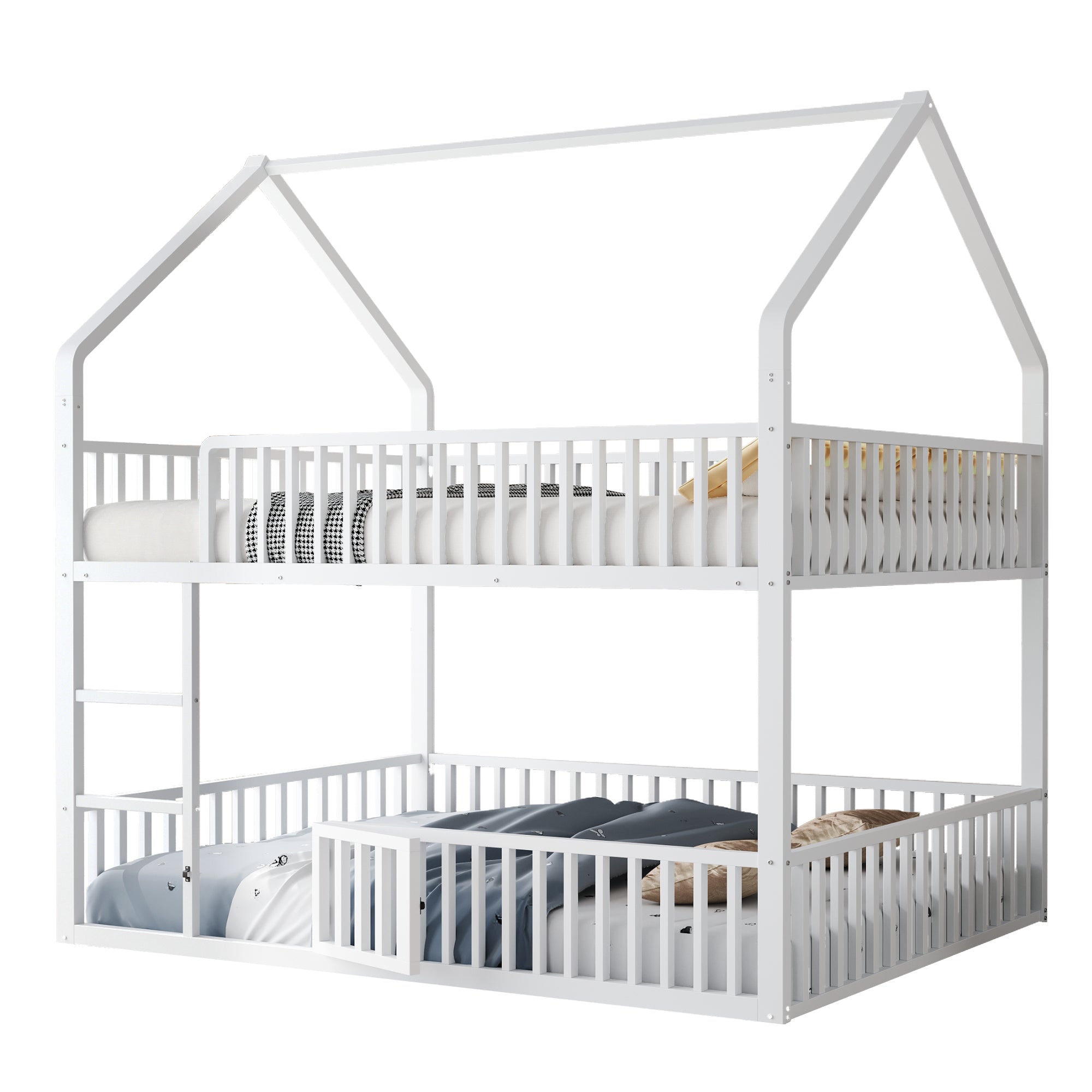 Logidon stapelbed 140x200 cm metalen hoogslaper witte trap familiebed