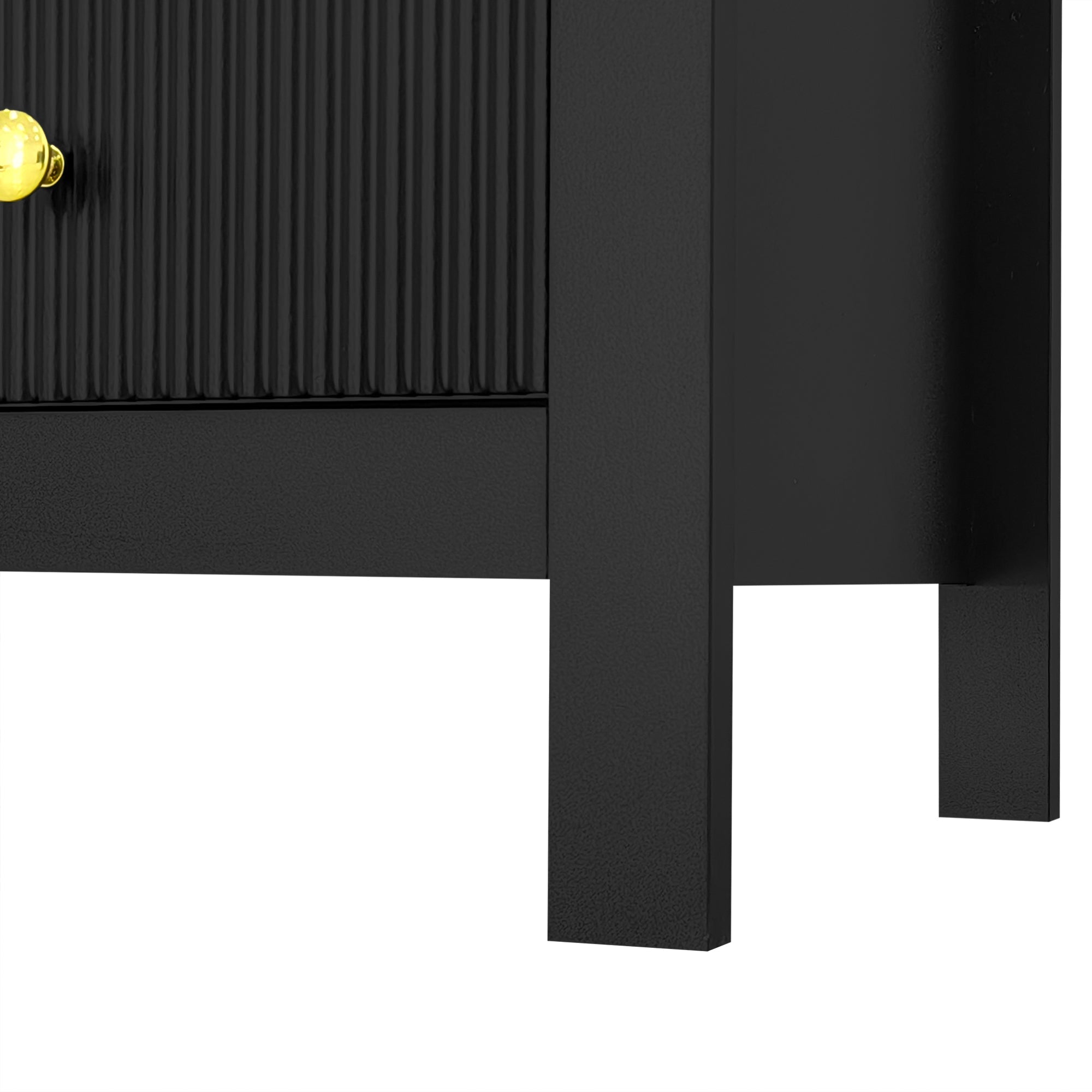 Logidon Dressoir 5 Laden Zwarte Ladekast Met Gouden Handgrepen 79 cm