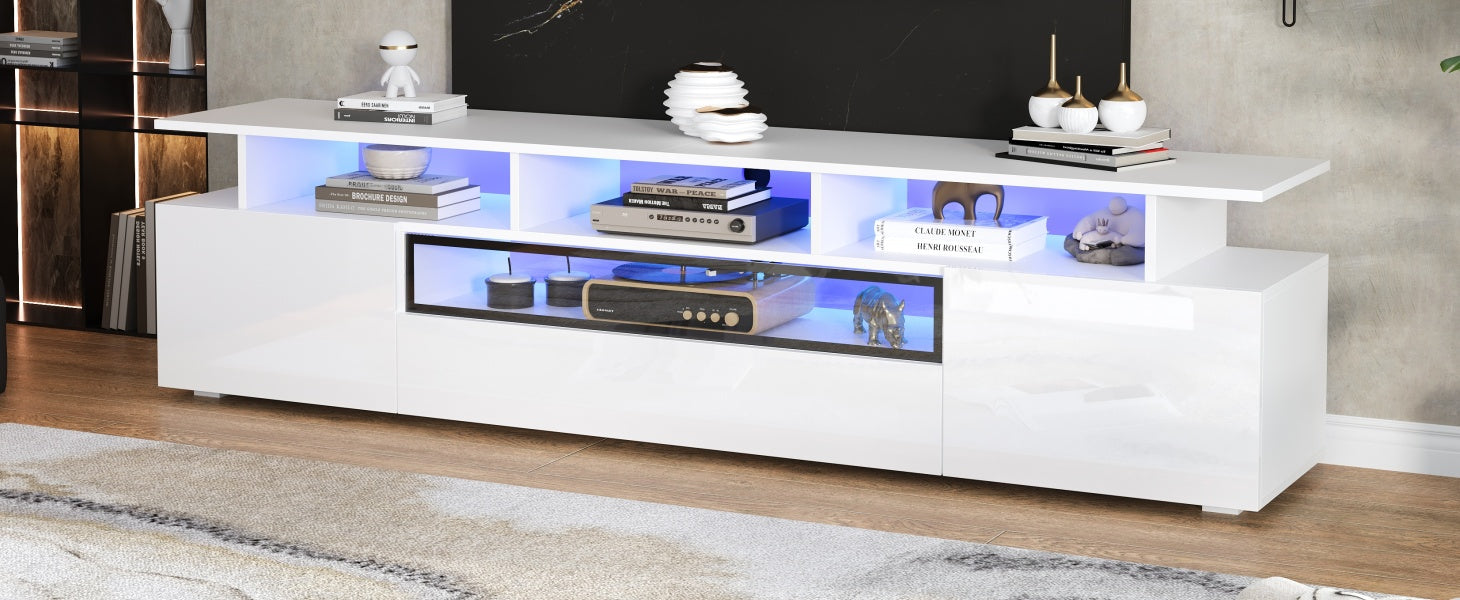 Logidon TV-meubel wit 180x38x45 cm met LED-verlichting 2 deuren 1 lade