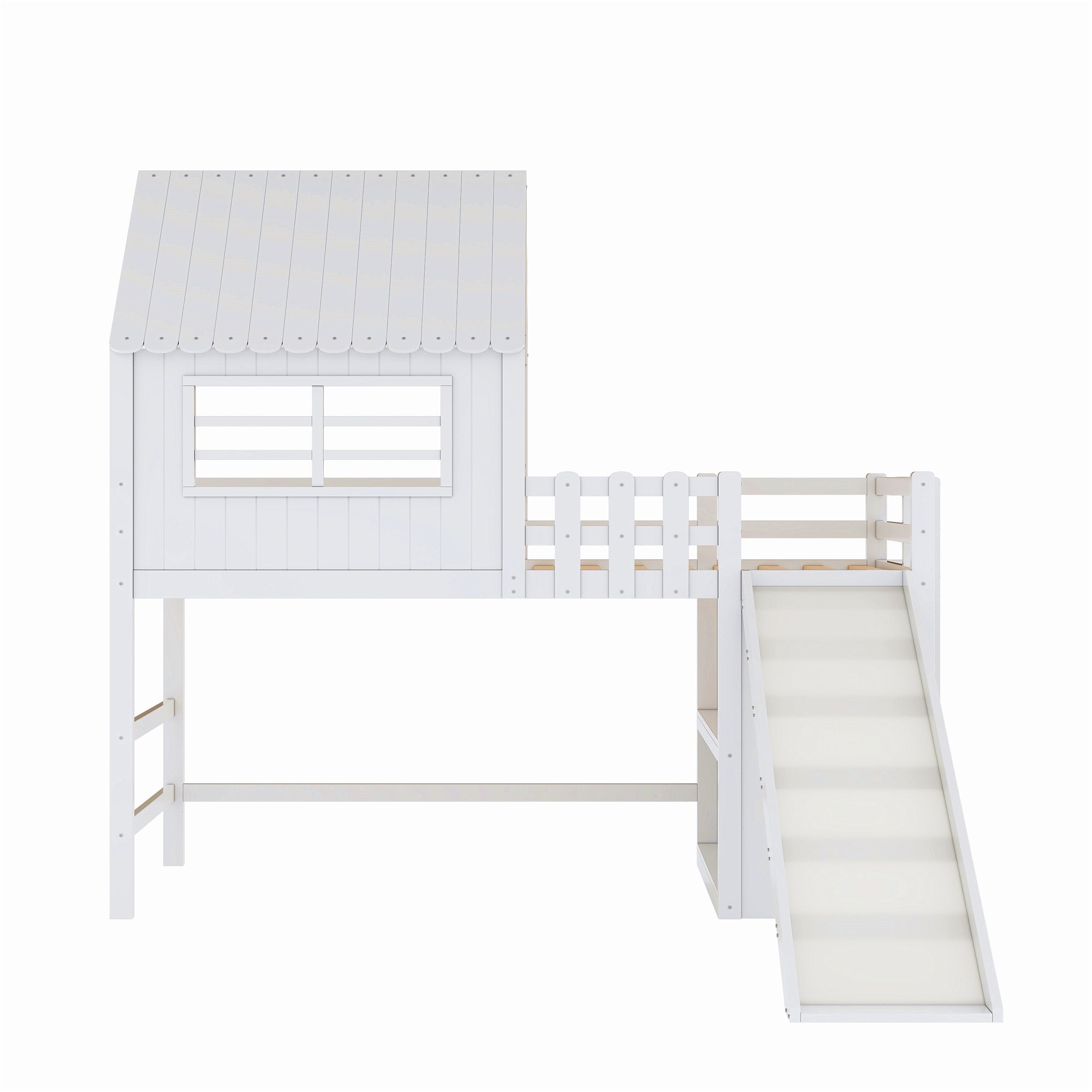 Logidon kinderbed 90x200 wit hoogslaper met ladderglijbaan