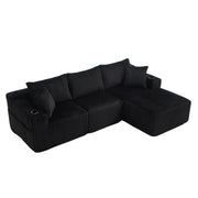 Logidon modulaire bankstel met chaise longue, 2-zitsbank, zwart corduroy
