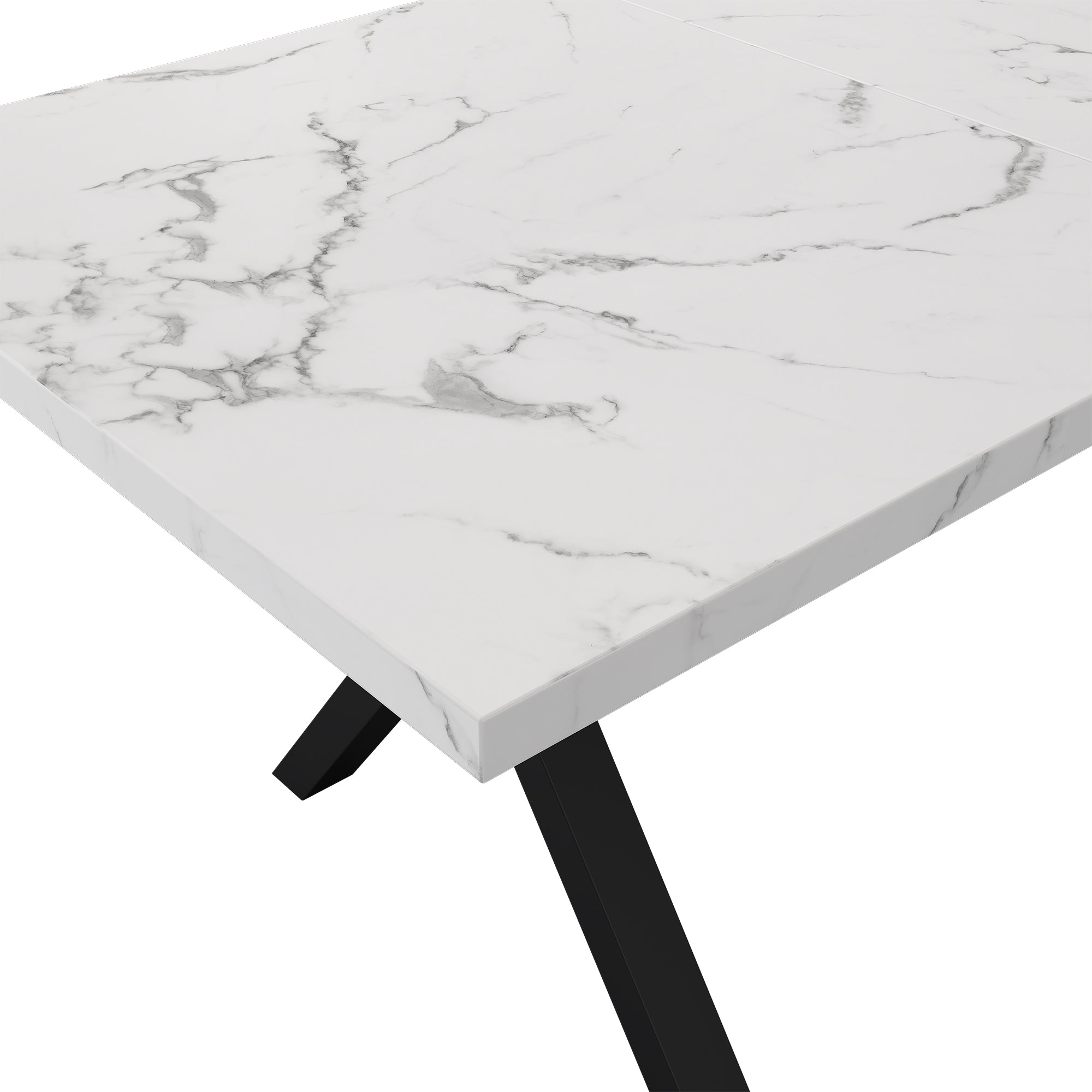 Logidon eettafel kruispoten marmerlook zwart wit 140x80x76 cm