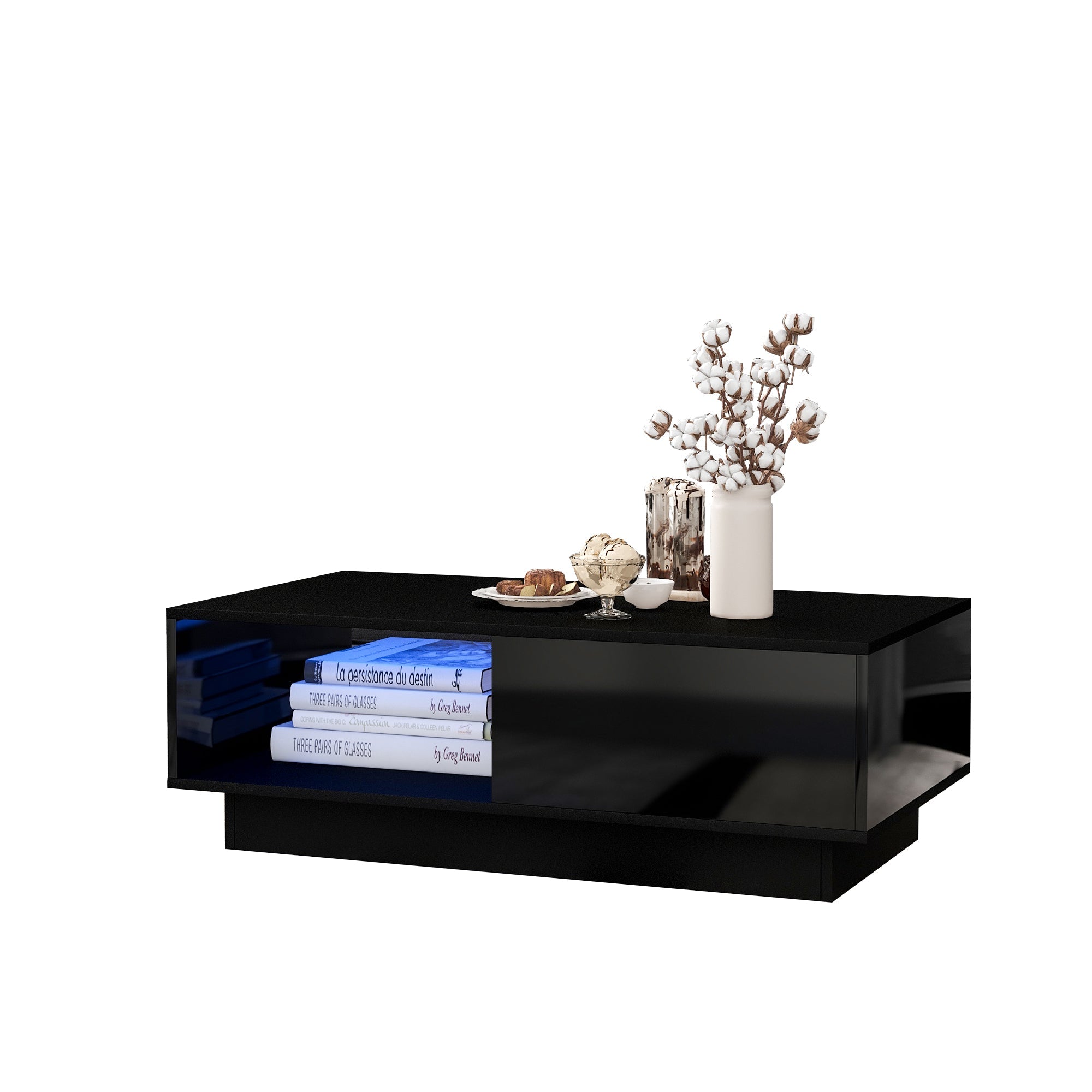 Logidon salontafel hoogglans zwart LED verlichting 15 kleuren 95x55x32