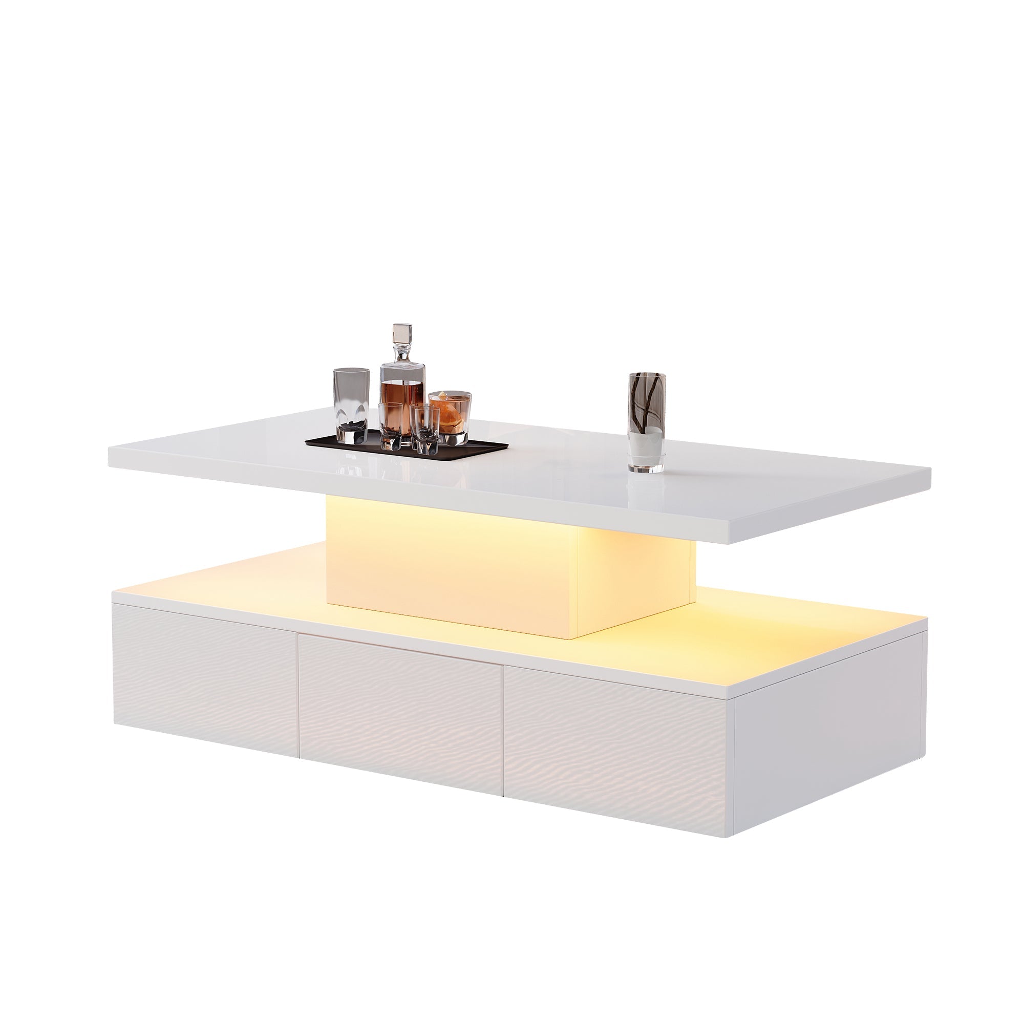 Logidon Salontafel met twee niveaus, witte LED-verlichting
