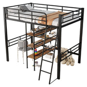 Logidon hoogslaper 90x200 cm met bureau, metalen frame zwart