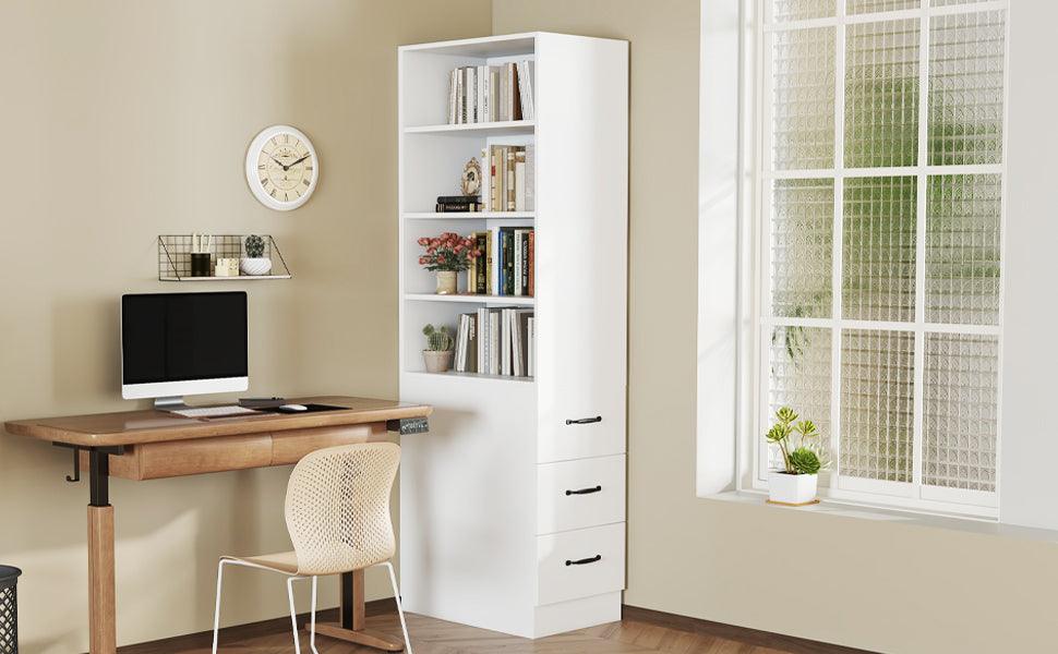 Logidon 180 cm smalle boekenkast wit met zijladen