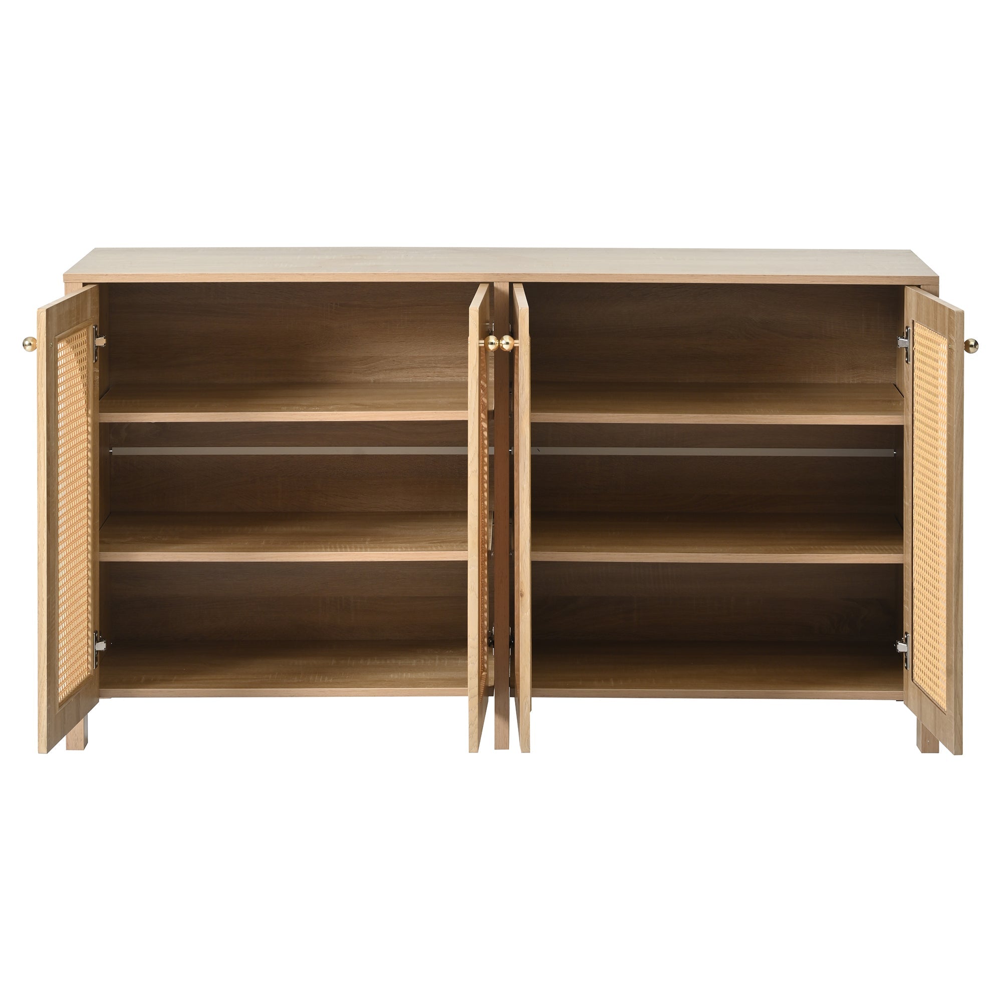 Logidon Dressoir 145x40x80 cm met vier rotan deuren natuurlijk hout