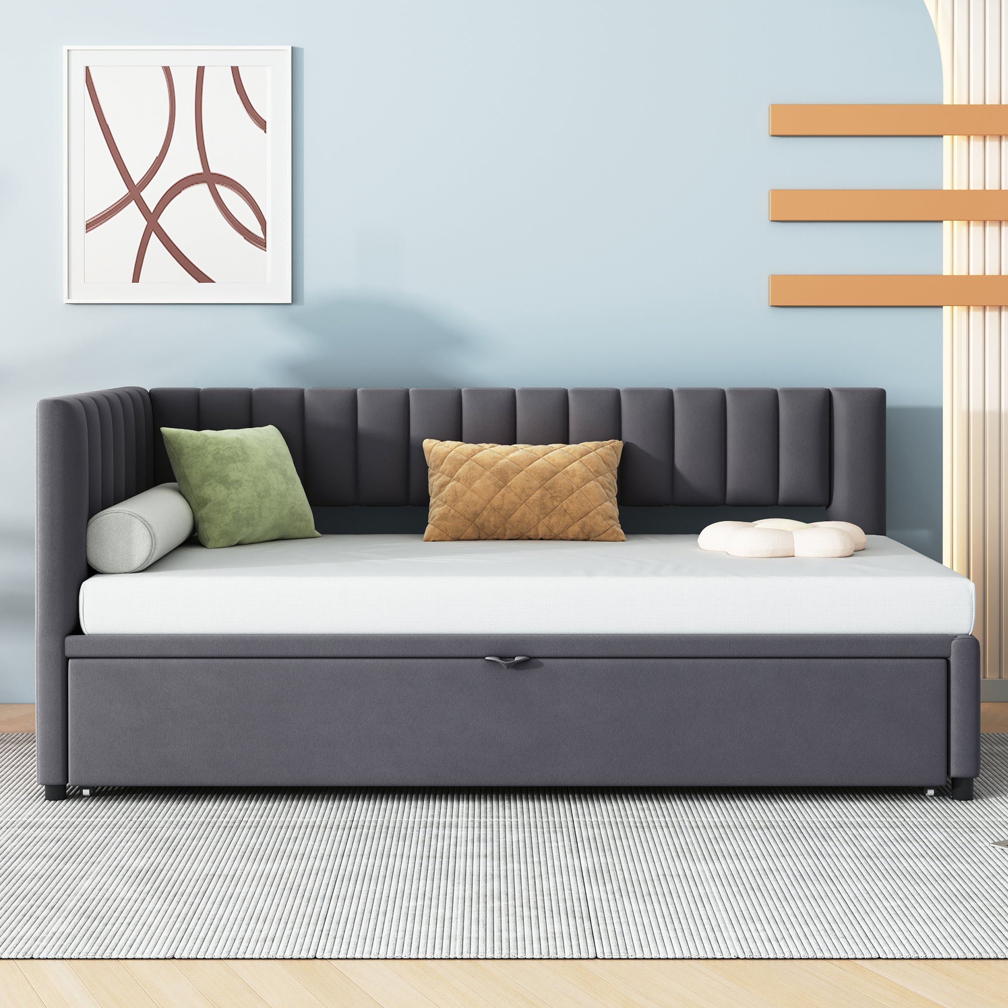 Logidon sofa bed L shape with pull-out bed 90/180x200 cm velvet gray