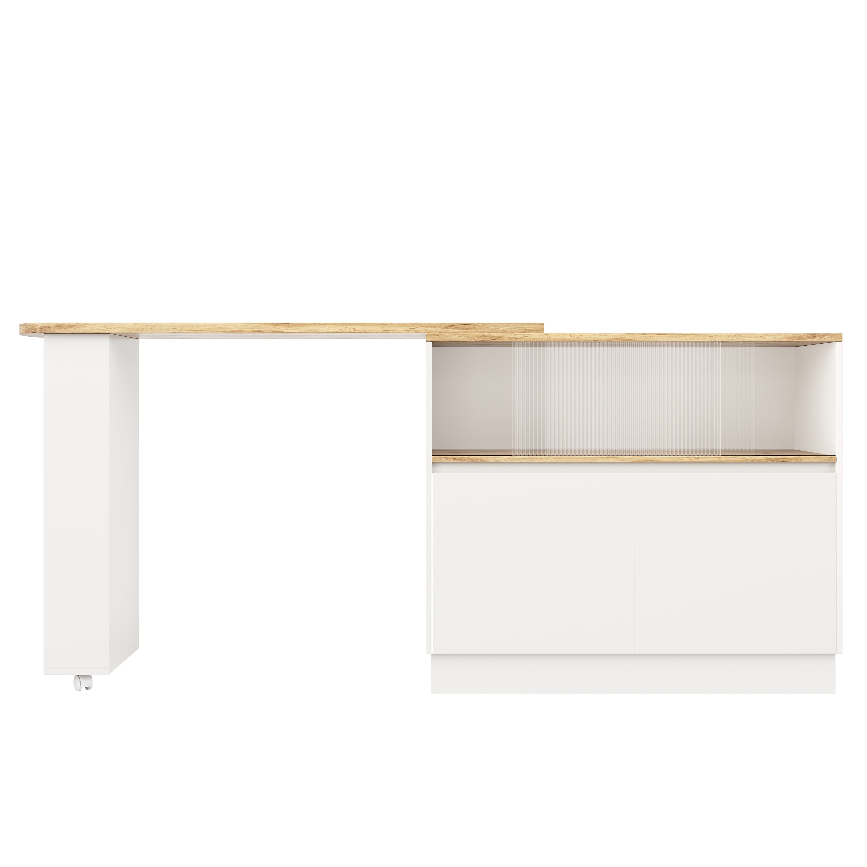 Logidon 360° draaibaar dressoir wit 90×45×100 cm glazen schuifdeur