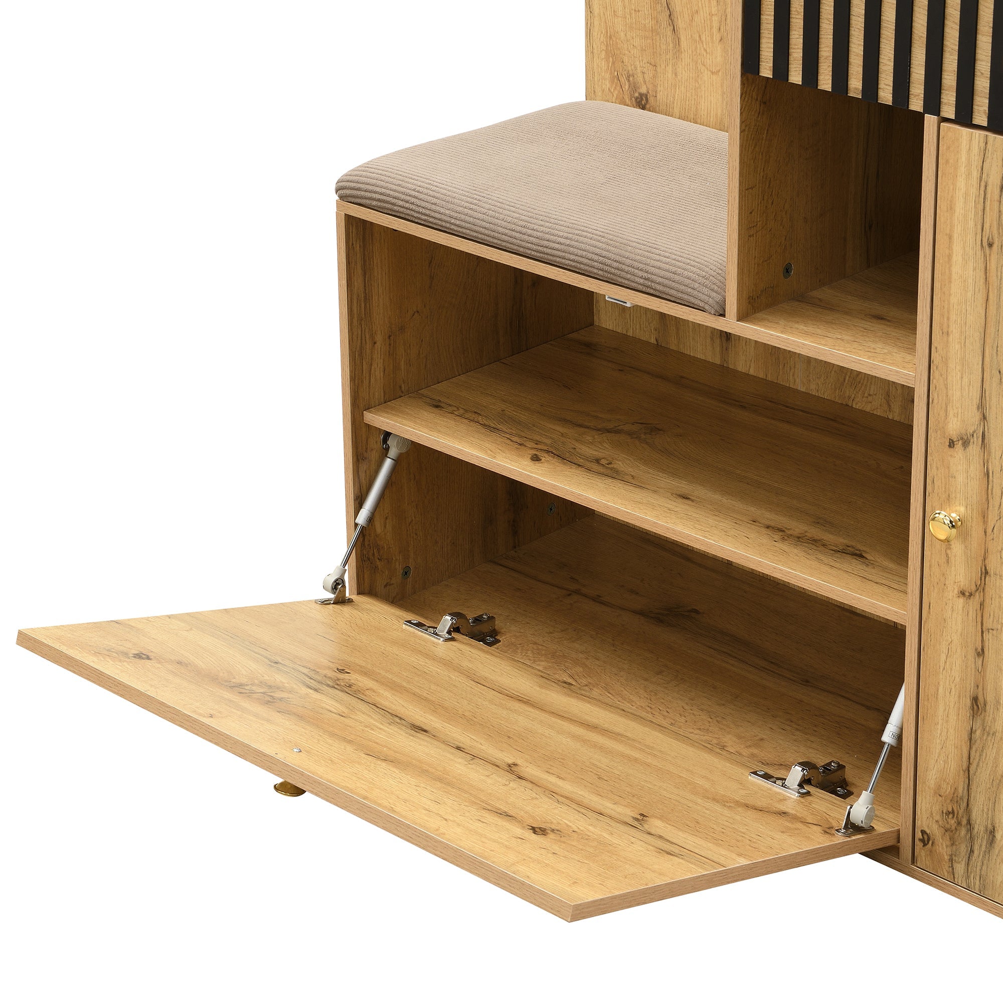 Logidon kledingkastset compacte kledingkast 110x185,5x37 cm natuurlijke MDF spiegel