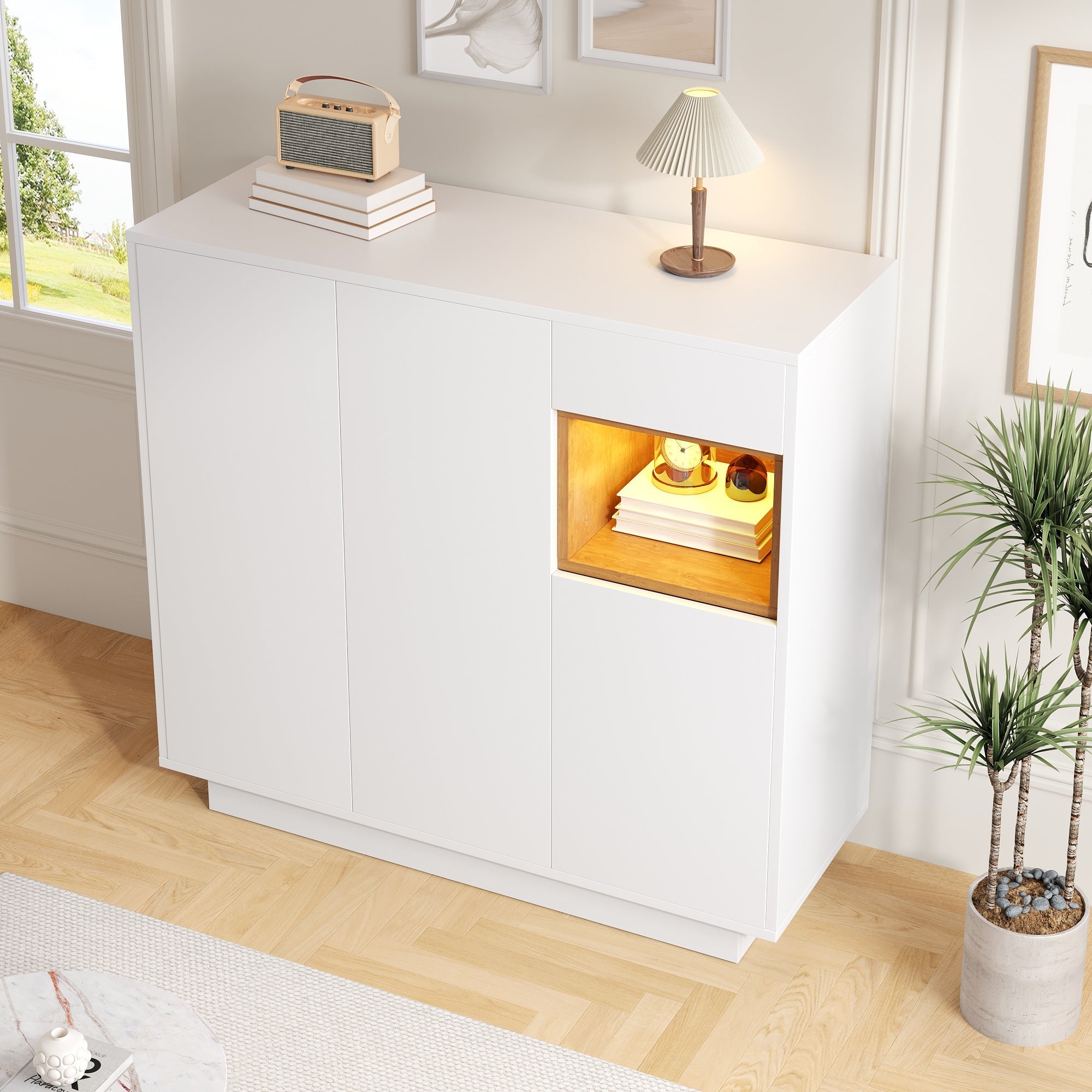 Logidon schoenenkast wit LED verlichting verstelbare planken 105x39,5x100,5 cm