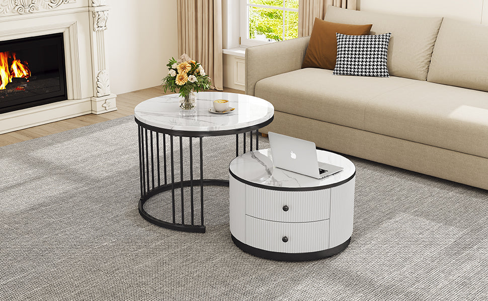 Logidon Elegante salontafelset in nestvorm wit 60x60 en 50x50