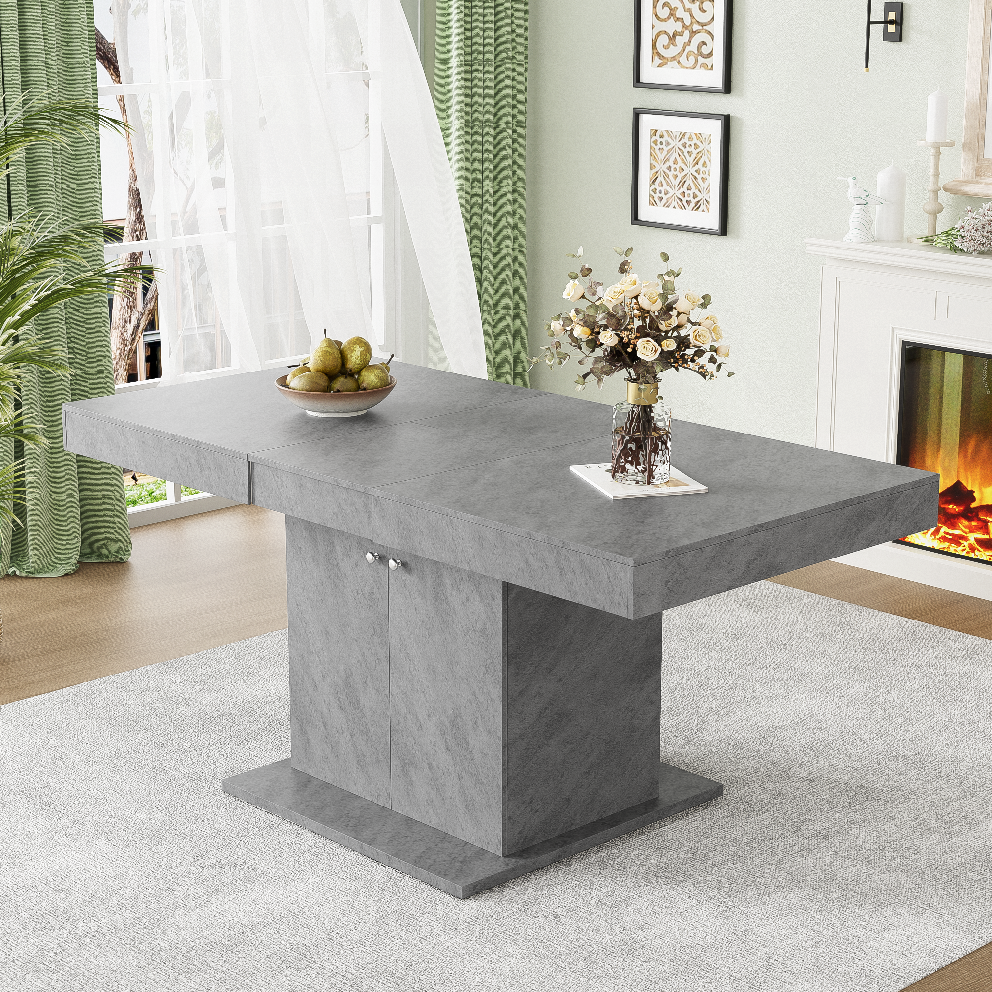 Logidon uitschuifbare eettafel L140/180xB80xH76 cm grijze betonlook