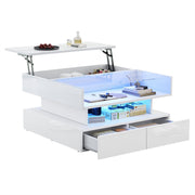 Logidon In hoogte verstelbare salontafel 80x80 cm witte LED opbergruimte