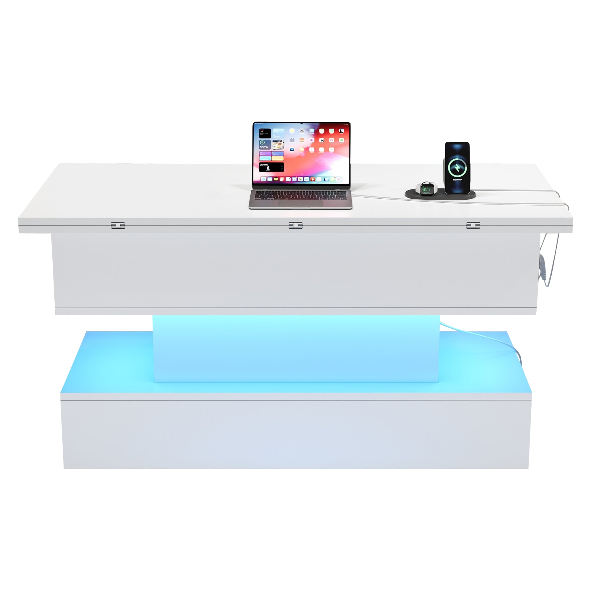 Logidon salontafel met USB-C oplaadaansluiting en LED-licht, in hoogte verstelbaar