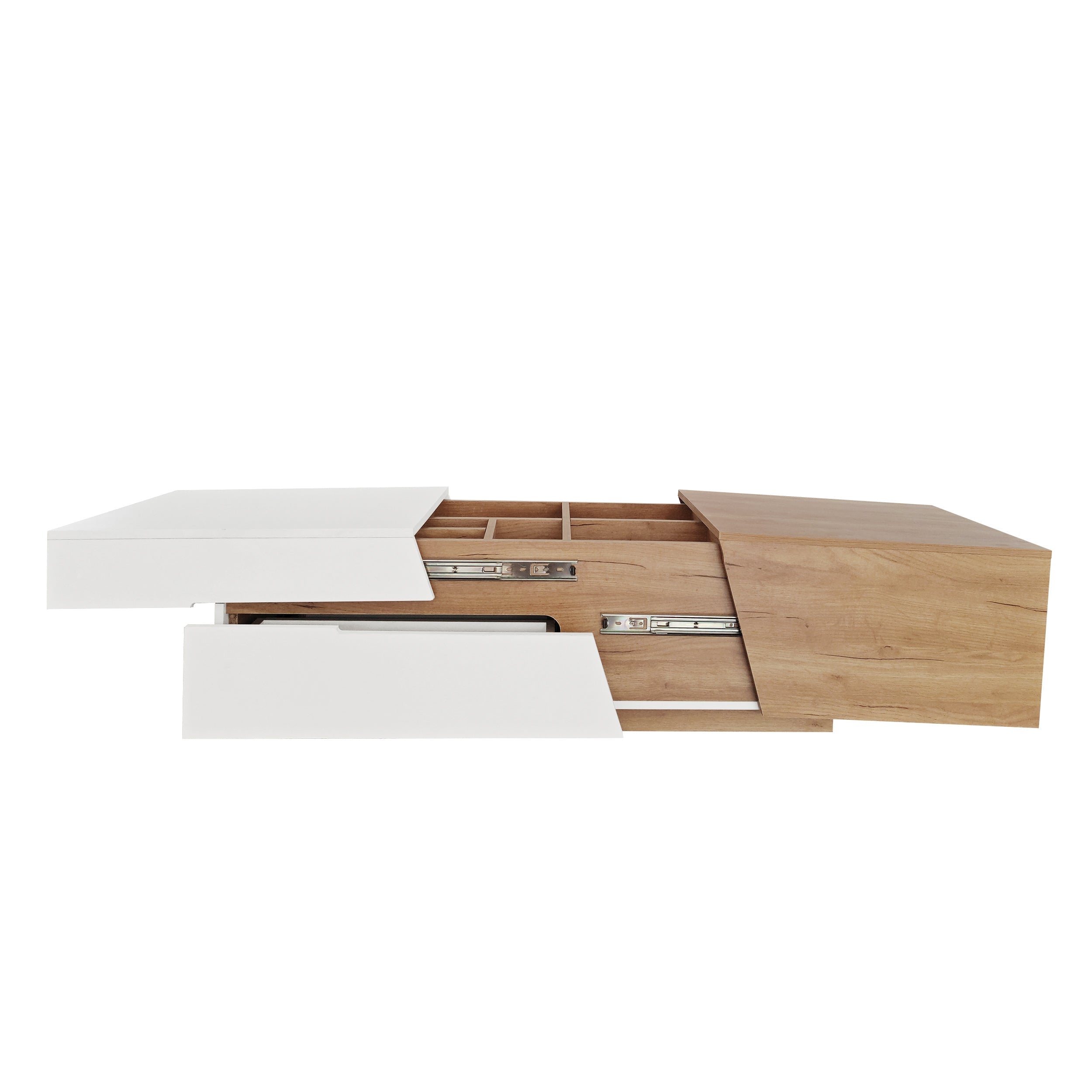 Logidon Uitschuifbare salontafel 120x50 natuurlijke lades kleurblokstructuur