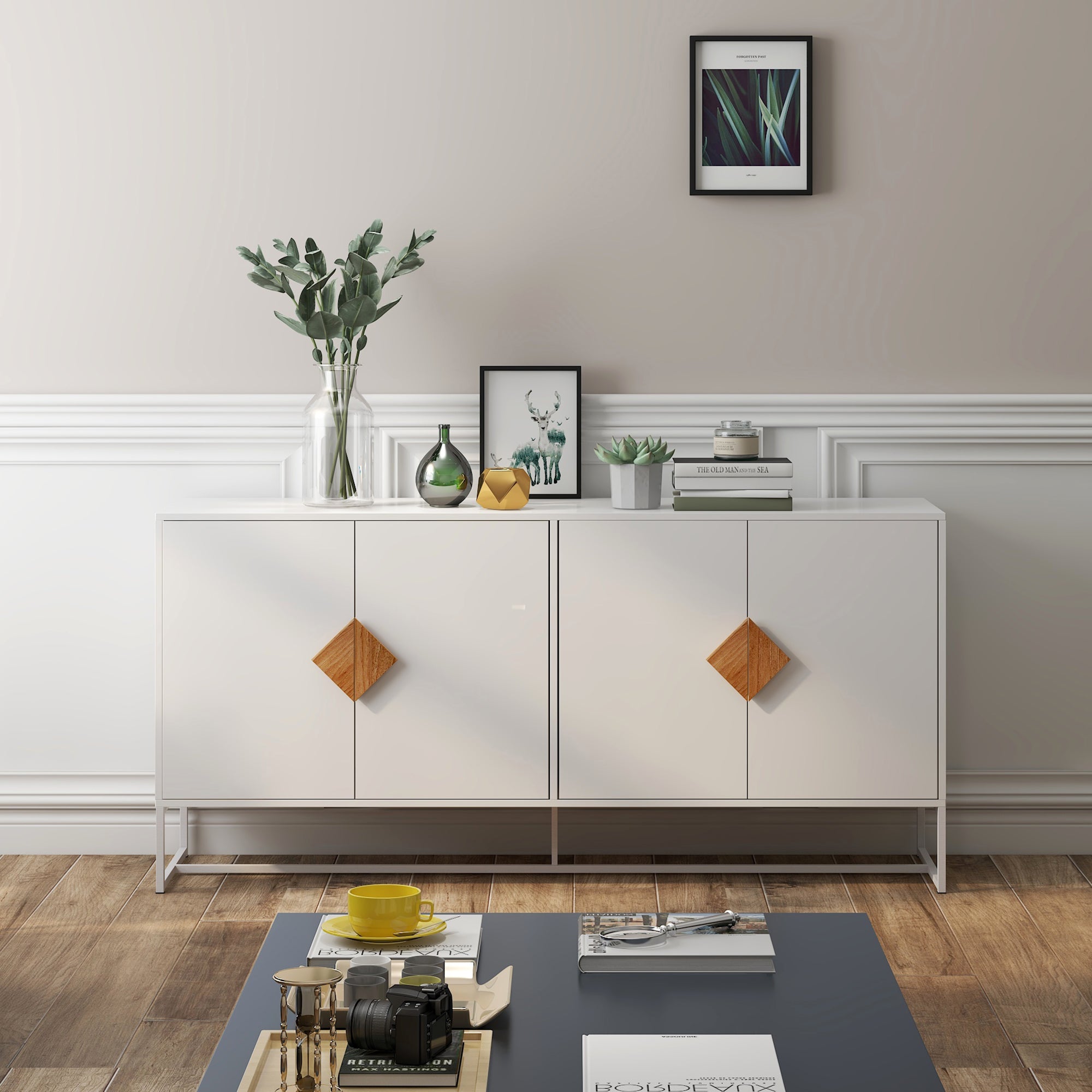 Logidon Wit Dressoir 160 cm met 4 deuren en dubbele opbergruimte