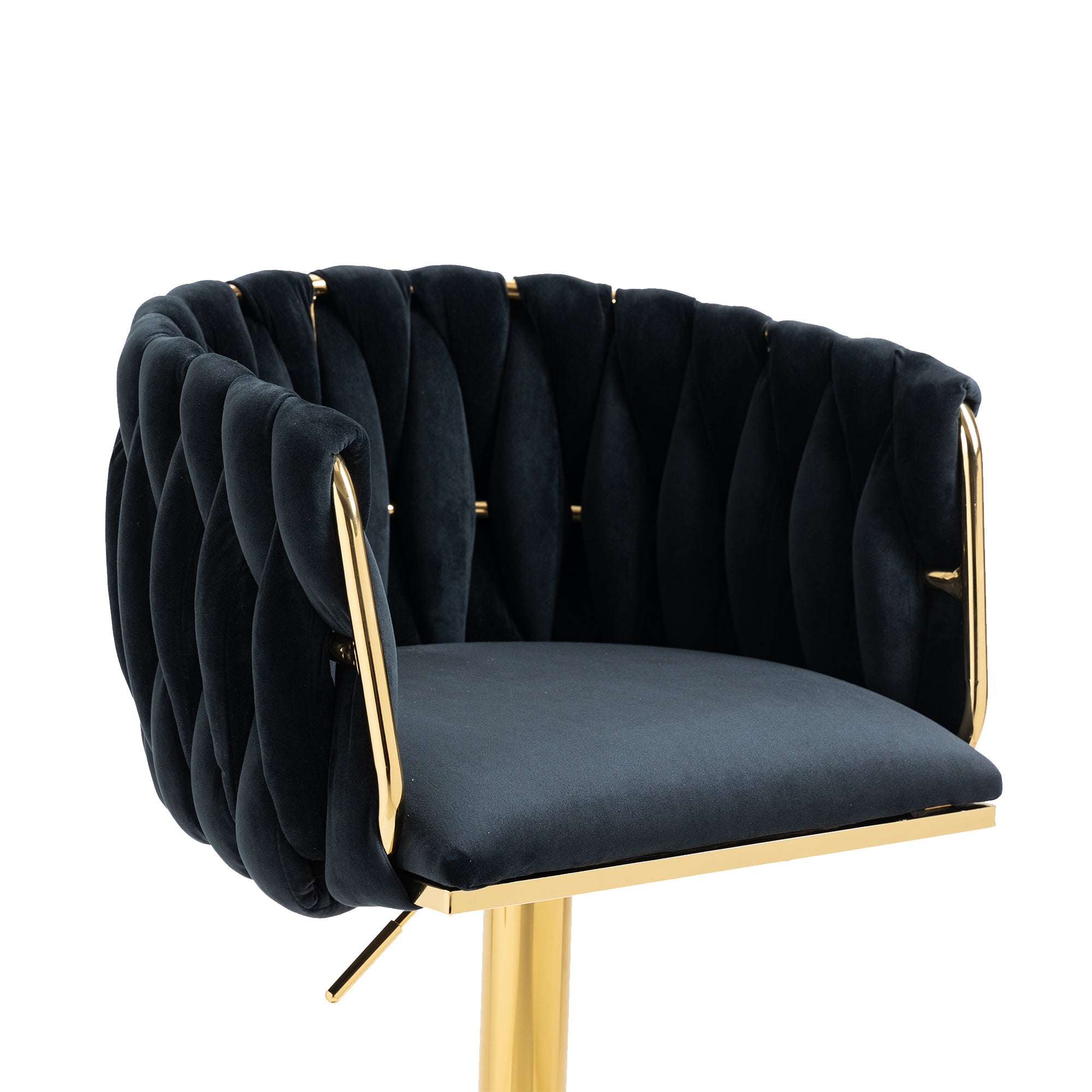 Logidon Vintage Bar Stool Velvet Black Adjustable Height Rotatable