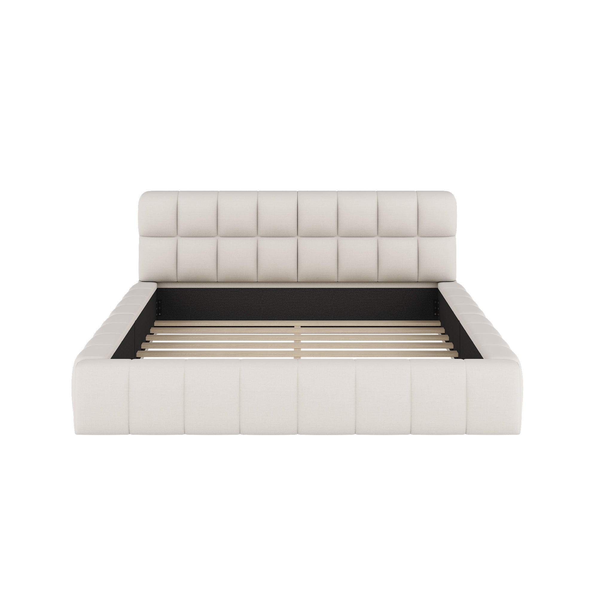 Logidon gestoffeerd bed 140x200 beige zachte rugleuning gestoffeerde rand