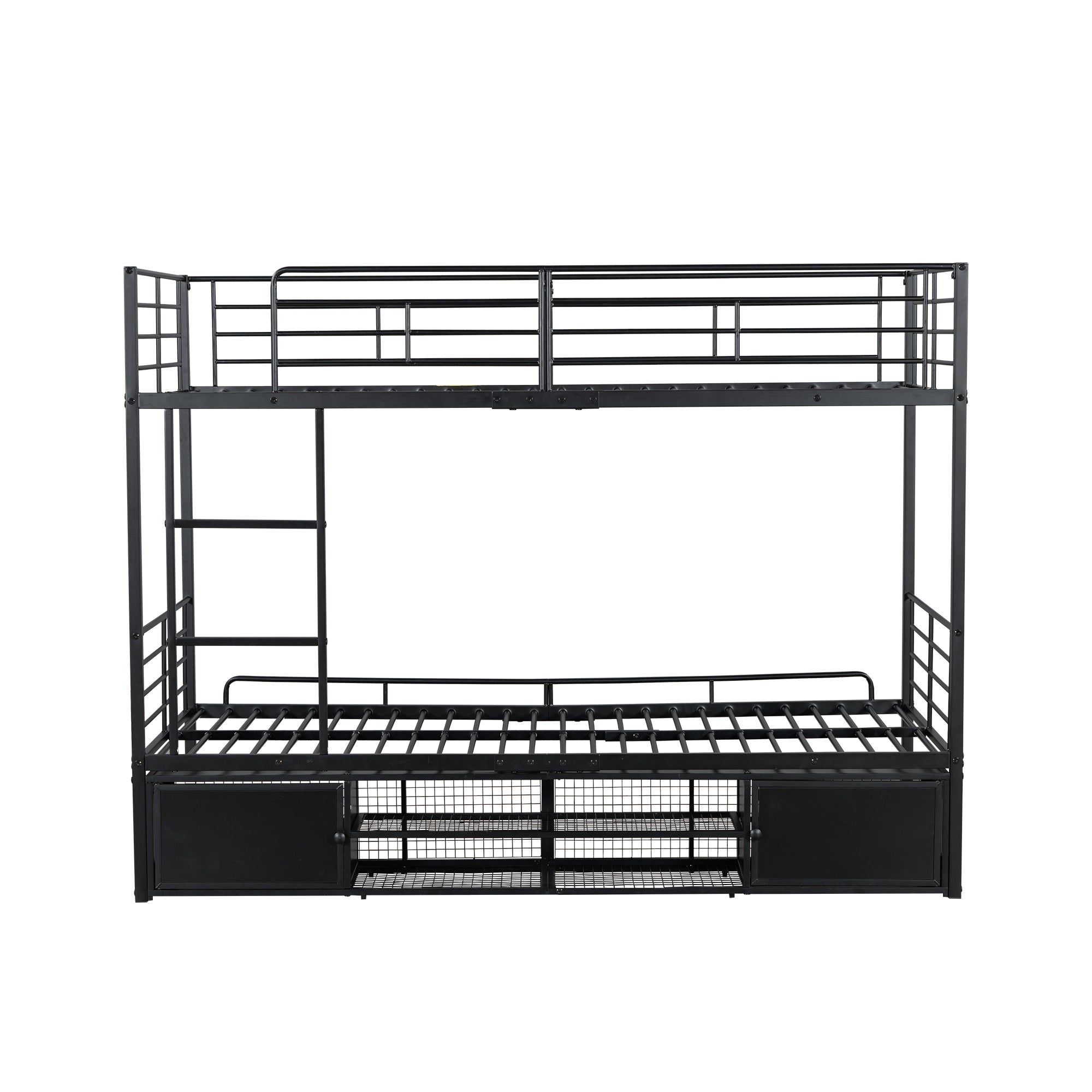 Logidon stapelbed ijzeren frame zwart 90x200 cm met schoenenrek