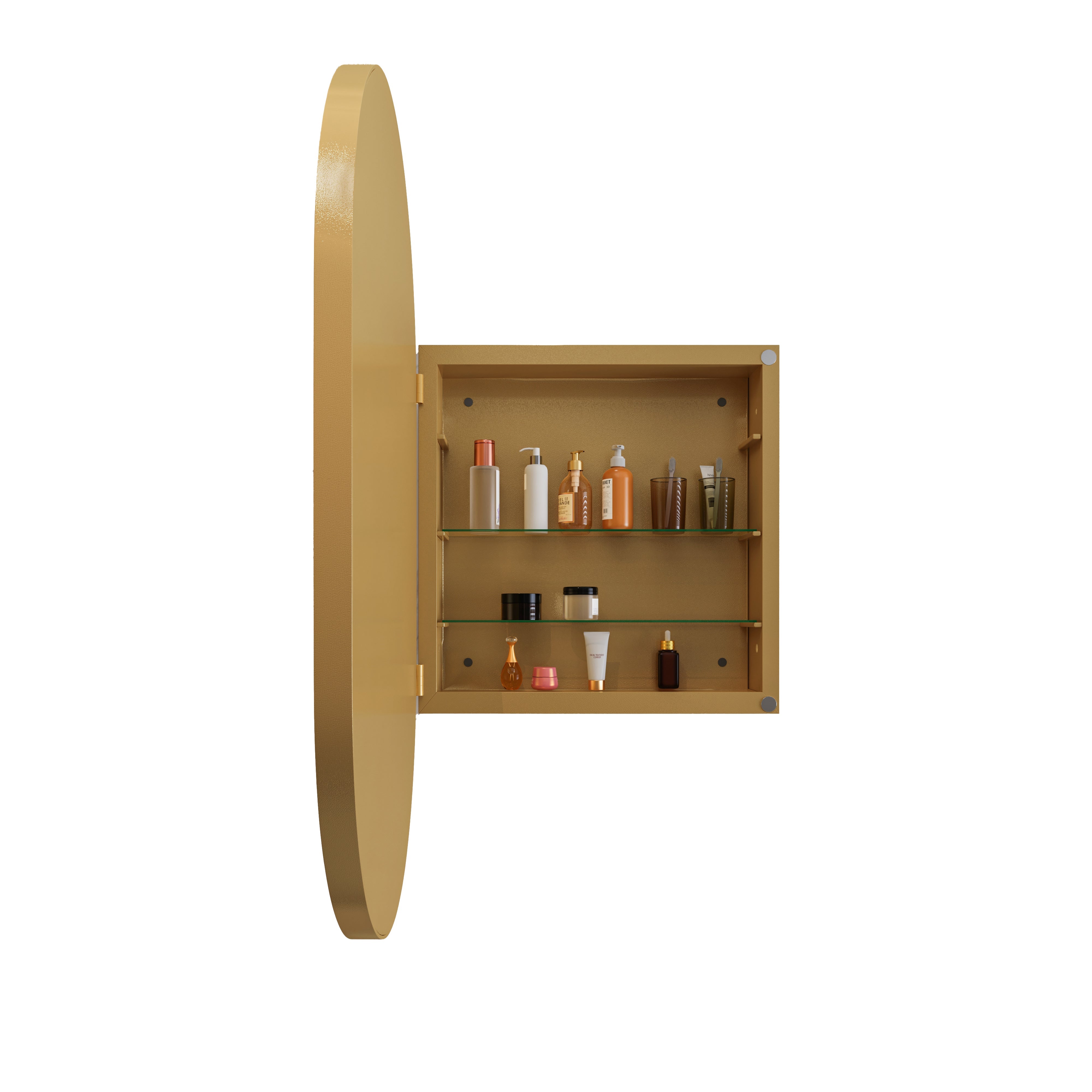 Logidon ovale spiegelkast goud inbouw 85 x 51,5 cm