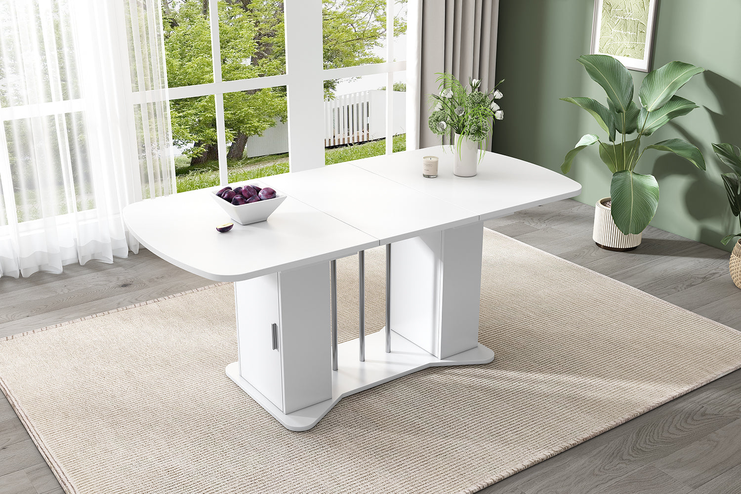 Logidon uitschuifbare eettafel 120/160x80 wit met opbergpoten