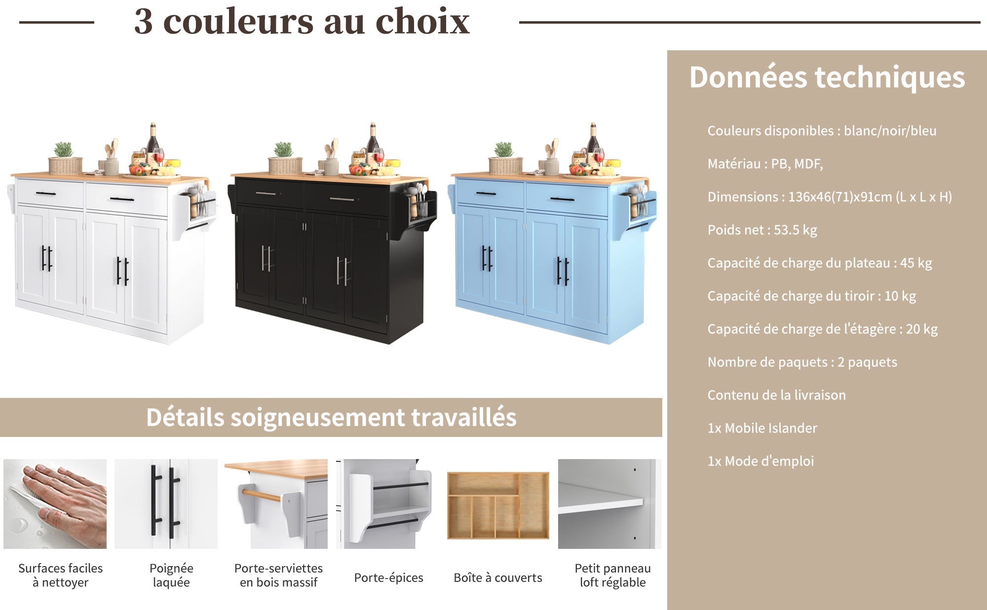 Logidon serving trolley with folding table top white 120x71x91 cm
