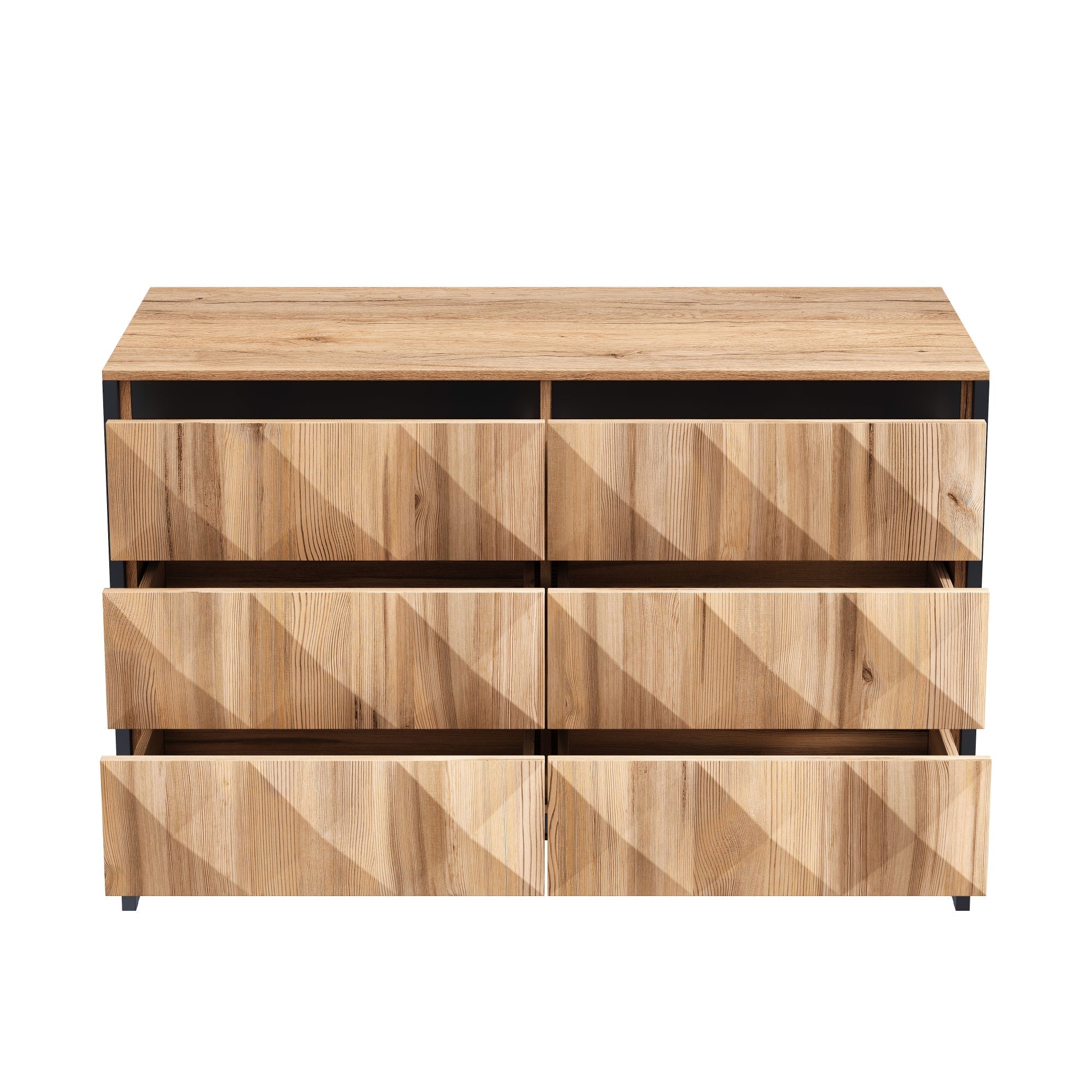 Logidon dressoir 120x40x80 zwart houtlook 6 lades