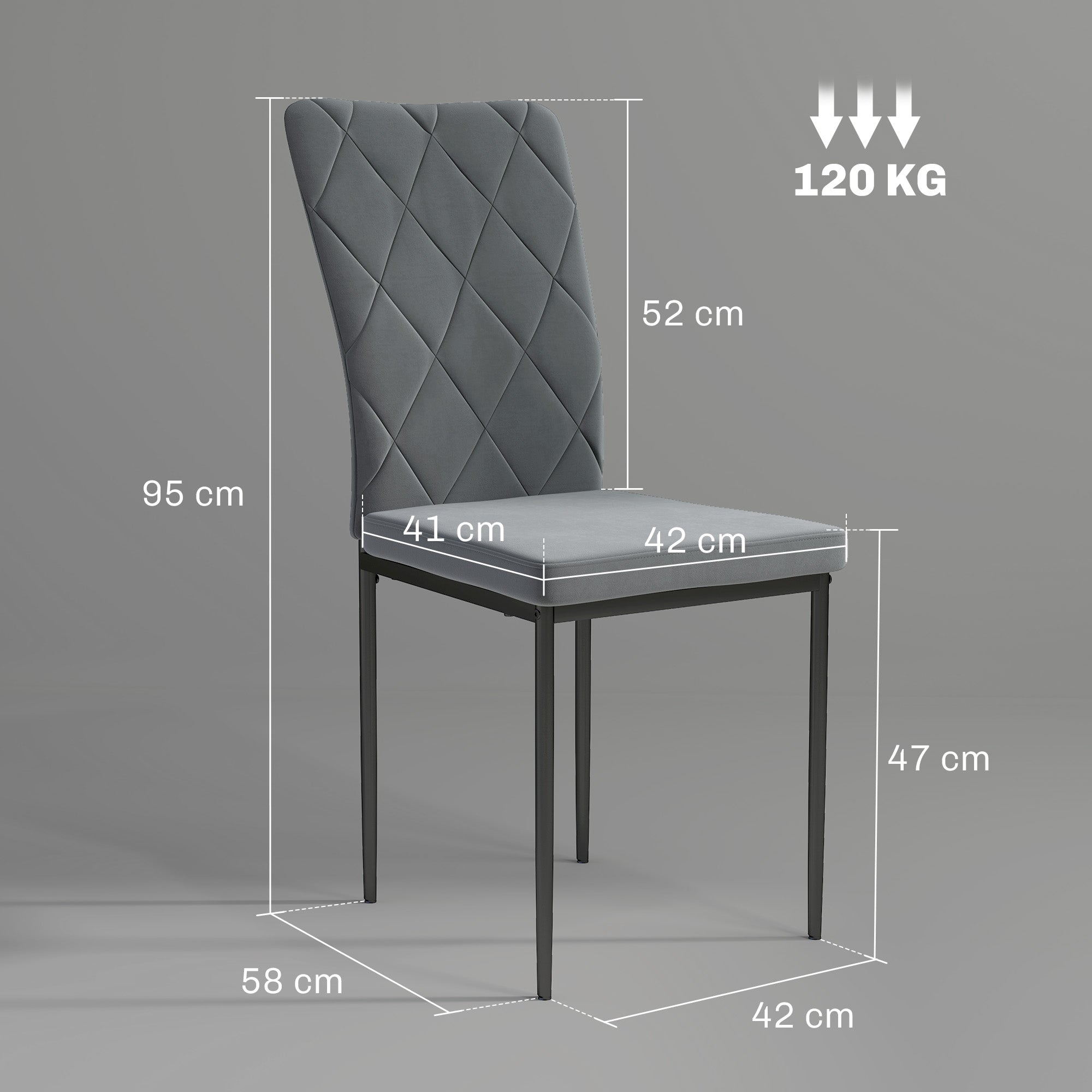 Logidon eetkamerstoelen set van 4 donkergrijze velours rugleuning