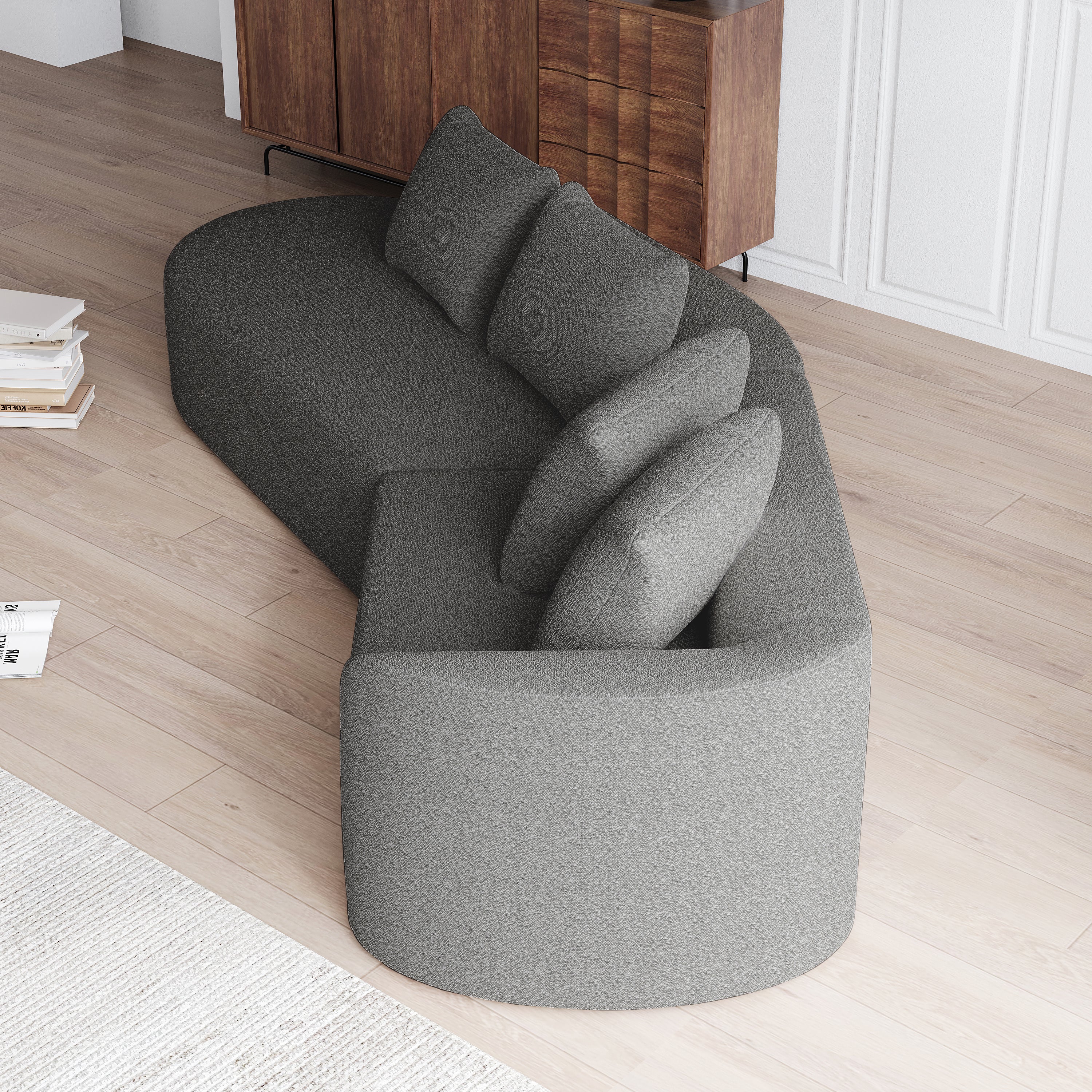 Logidon Chenille Hoekbank Grijs Fluweel XXL Modern 4-zits design