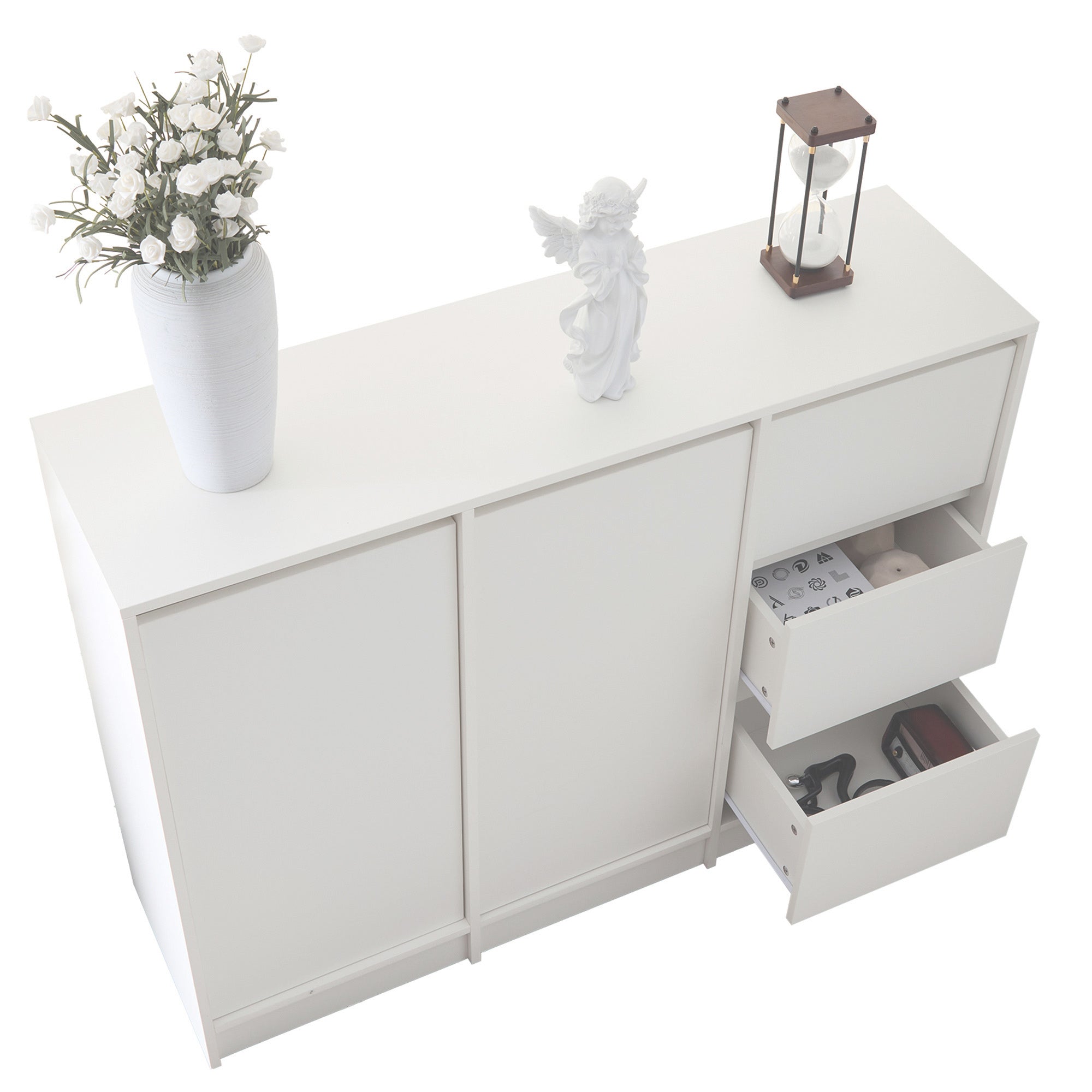 Logidon Modern Dressoir Wit 120x90x35 cm 2 Deuren 3 Laden
