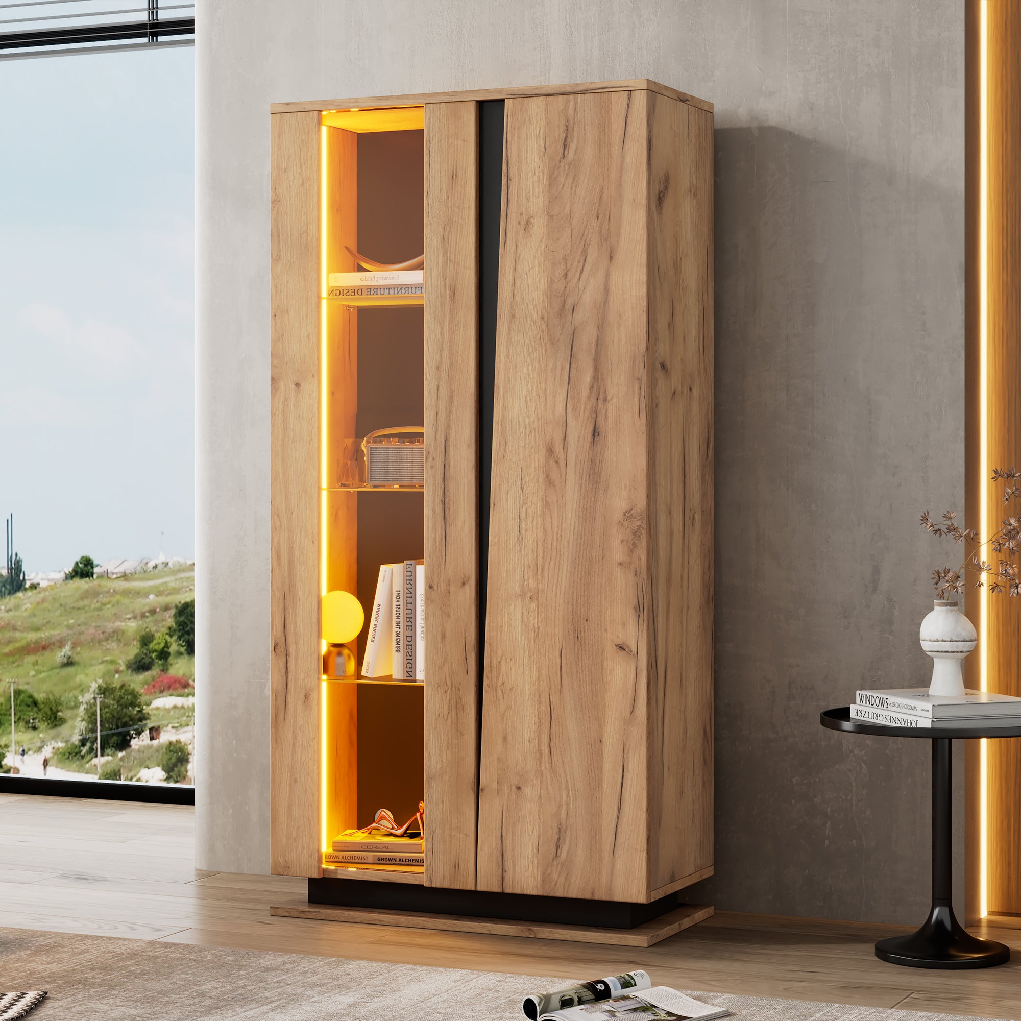 Logidon vitrinekast 80x35x160 cm met acryl deuren en 8 planken